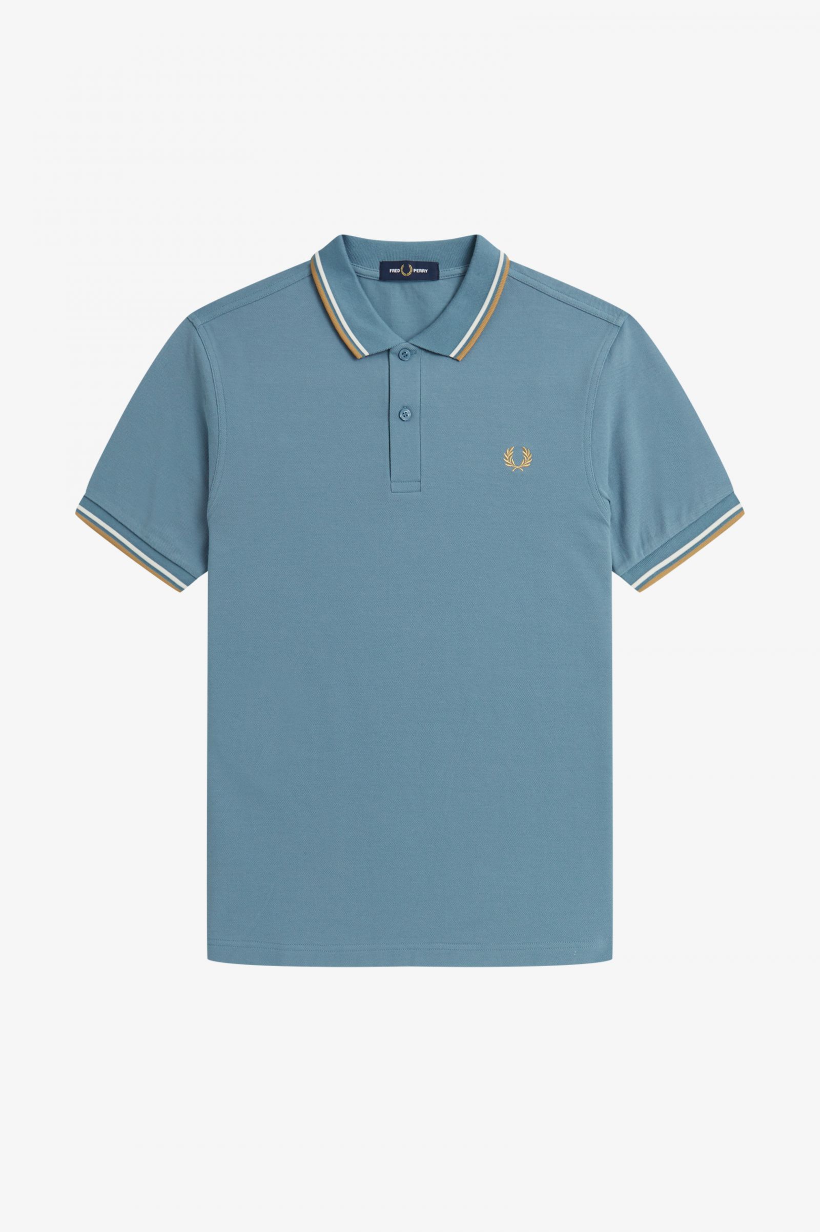 Fred Perry Twin Tipped Herren Polo Shirt in Blau/Ecru/1964 Gold