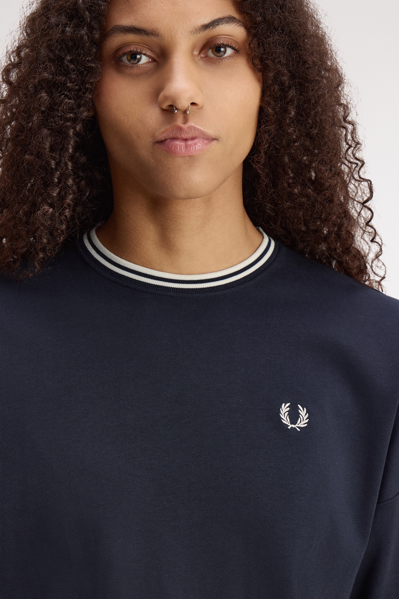 Fred Perry Damen Twin Tipped Long Sleeve T-Shirt (Navy)