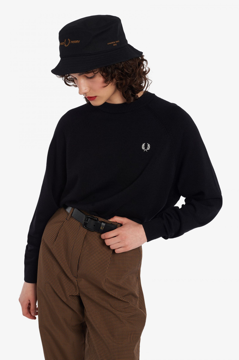 Fred Perry Damen Crew Neck Jumper-Black