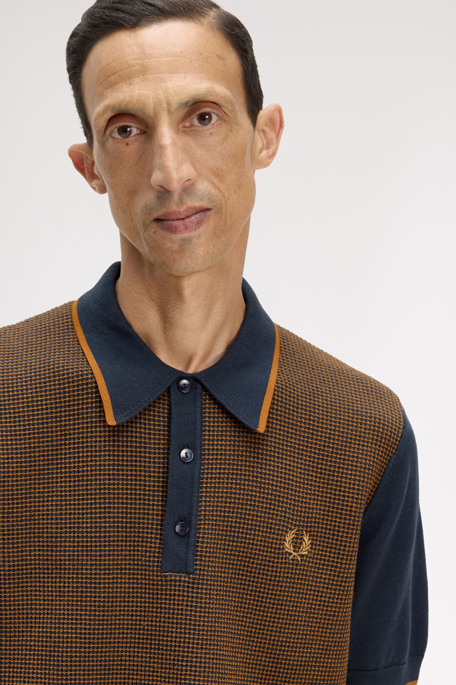Fred Perry Tonic Waffle Knitted Shirt (Navy)