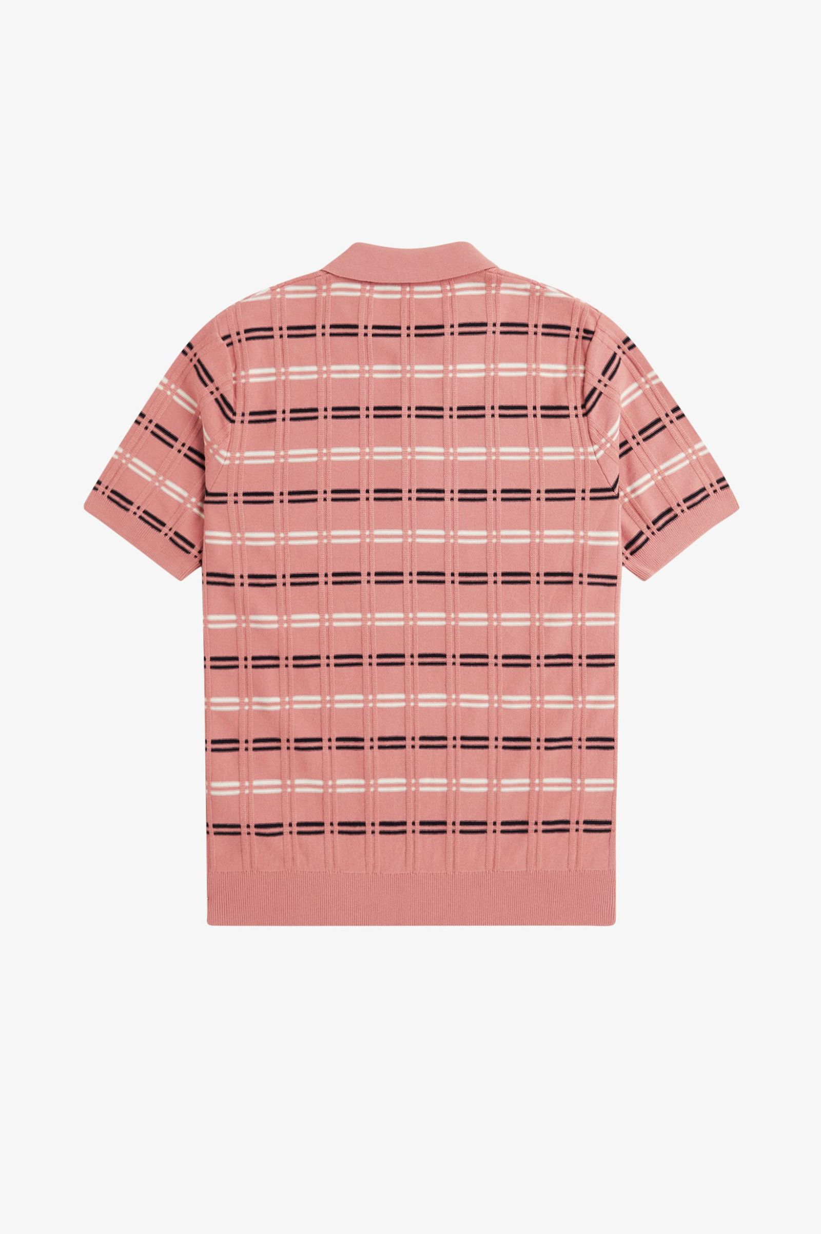 Fred Perry Striped Rib Knitted Shirt in Putty Pink