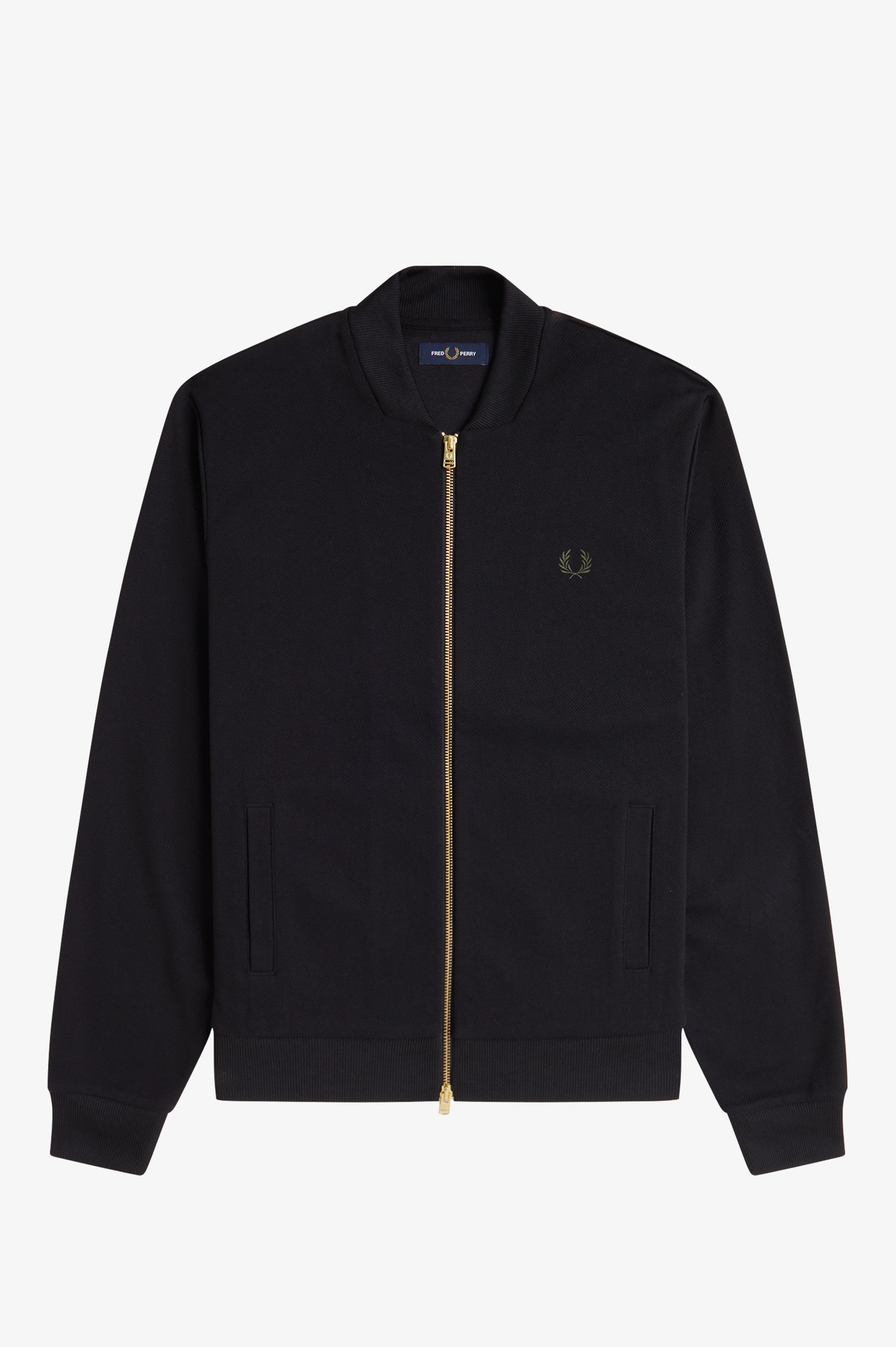 Fred Perry Towelling Tape Bomber Track Jacket in Black
