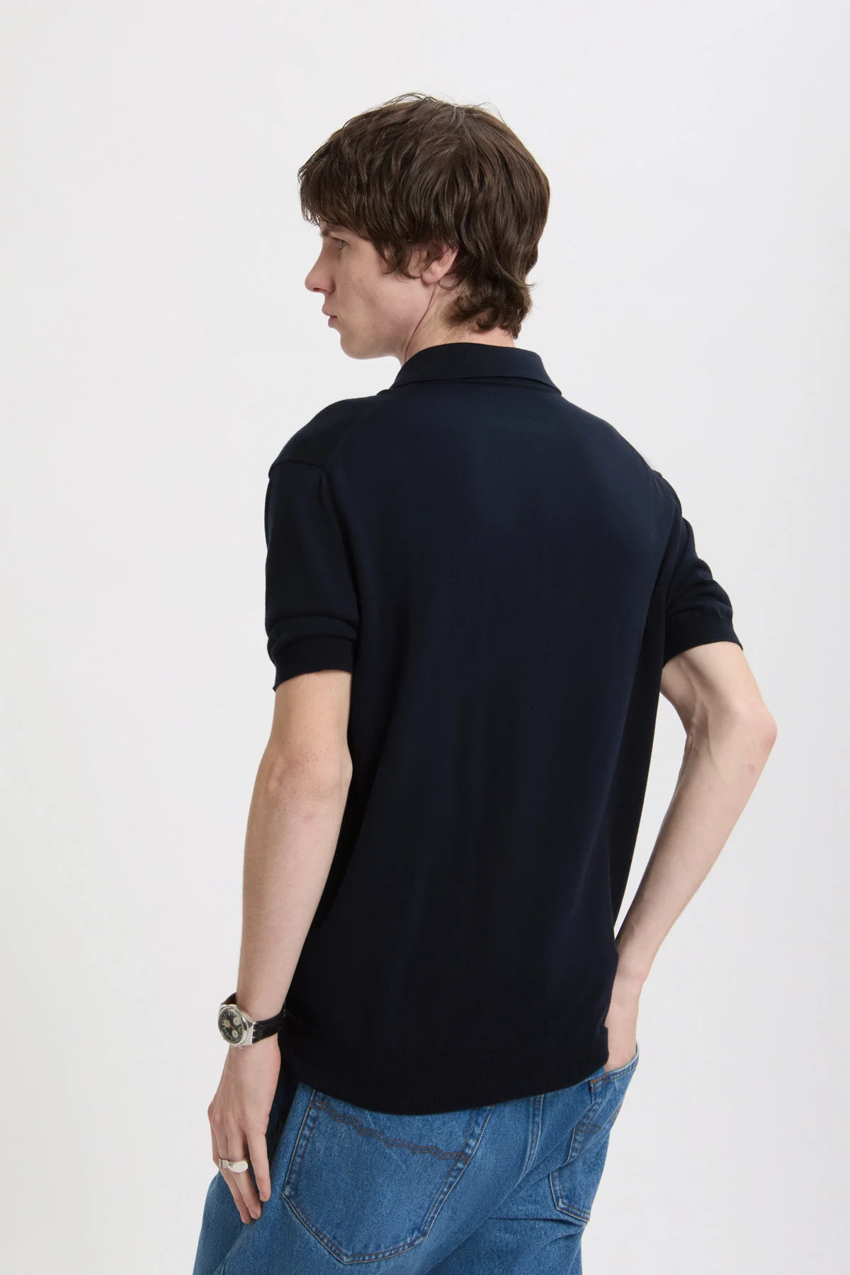 Baracuta Short Sleeve Knit Polo (Deep Blue)