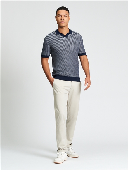 Ben Sherman Short Sleeve Bi Coloured Textured Polo (Dark Navy)