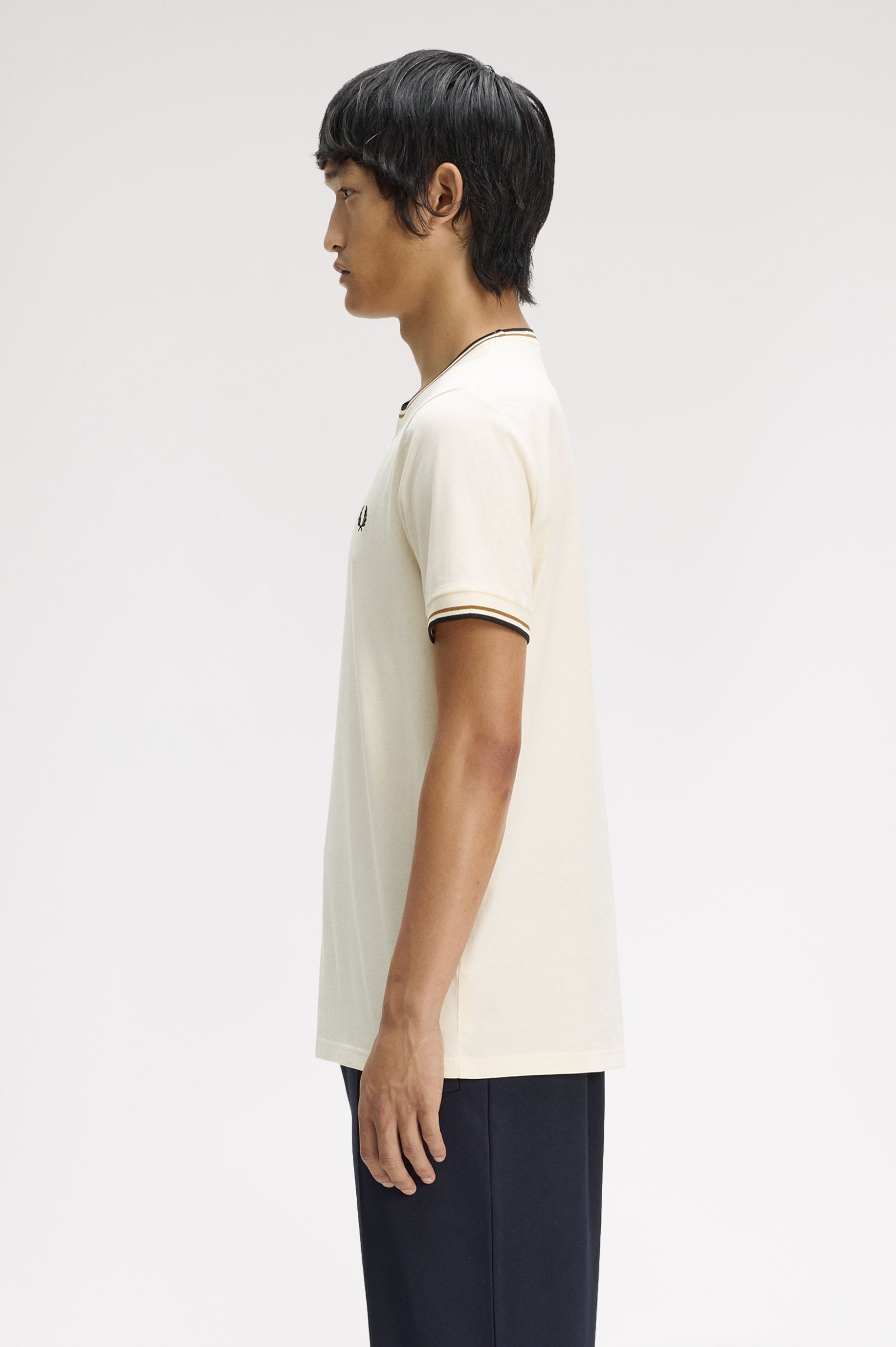 Fred Perry Twin Tipped T-Shirt (Ecru/Dark Caramel/Black)