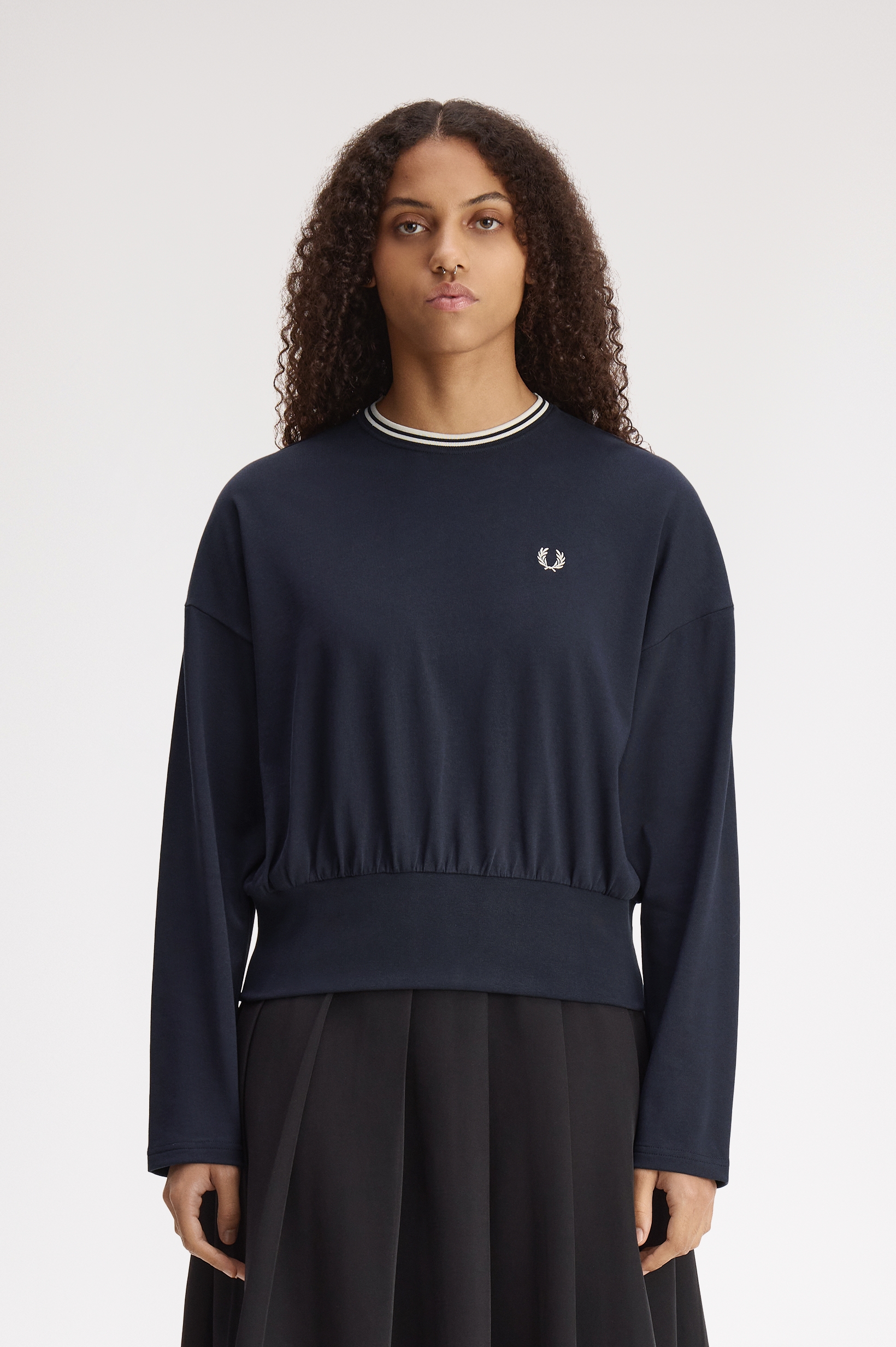 Fred Perry Damen Twin Tipped Long Sleeve T-Shirt (Navy)