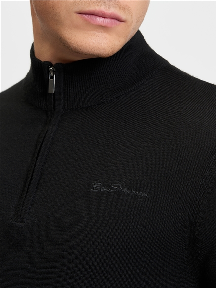 Ben Sherman Merino Half Zip (Black)