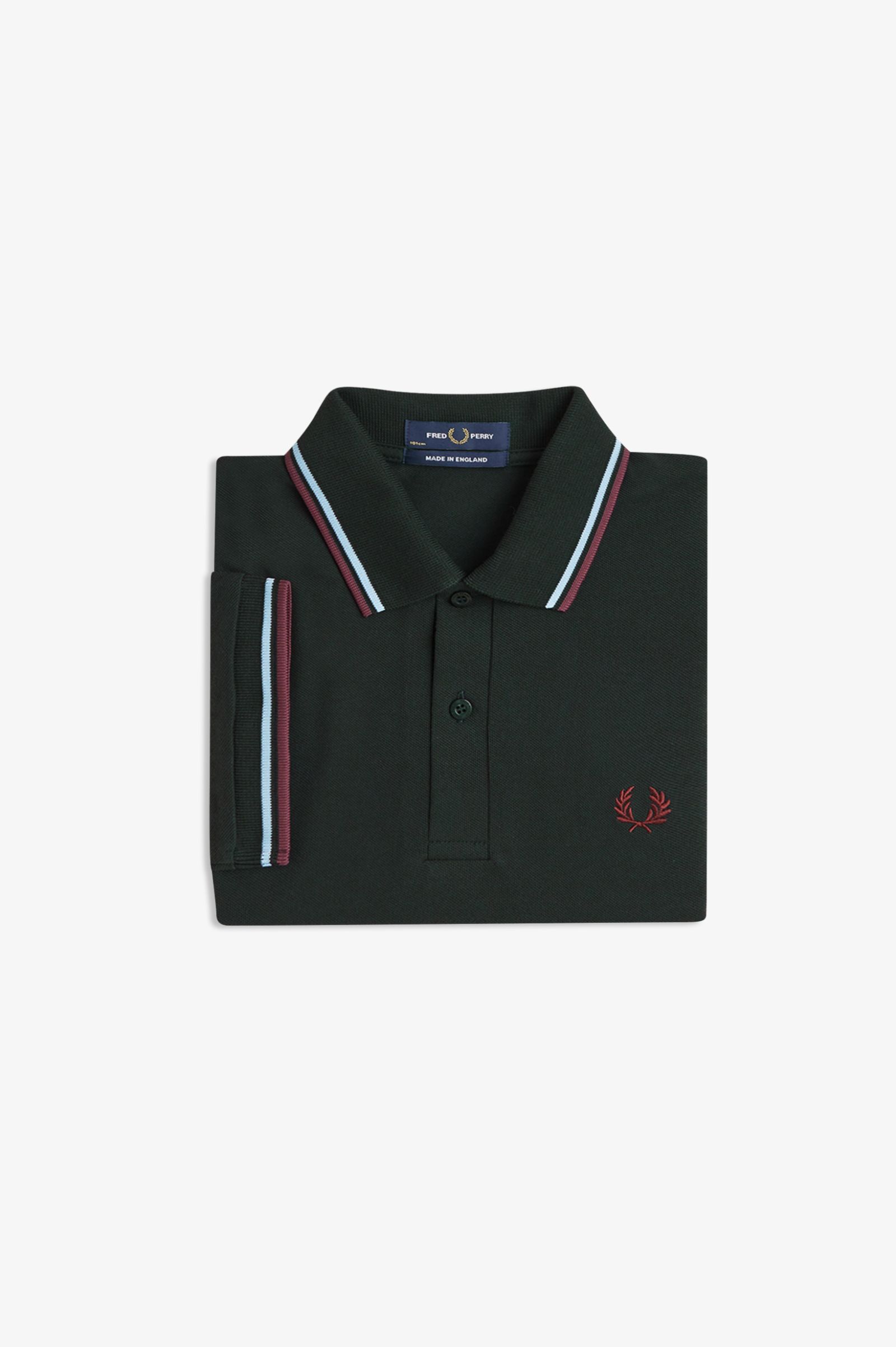  Fred Perry Made in England M12 Poloshirt (Nightgreen/Ice/Oxblood)