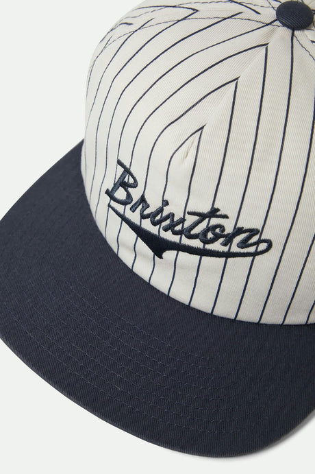Brixton Unisex The League Snapback in Washed Navy/Off White  