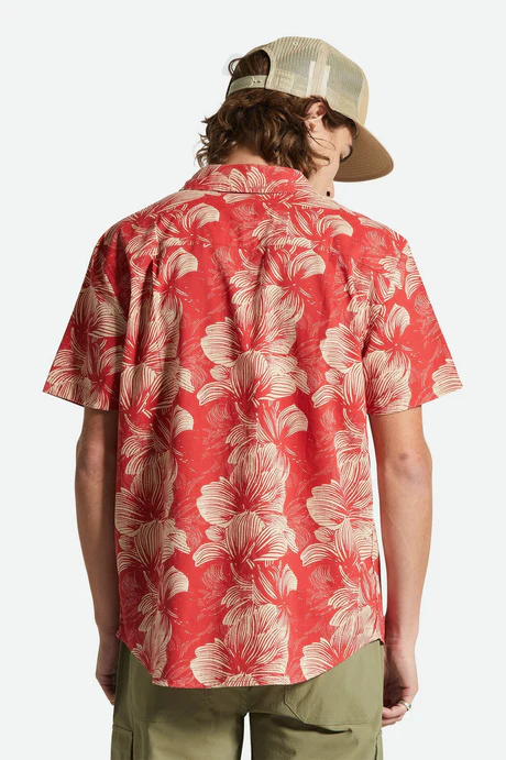 Brixton Charter Print S/S Woven Shirt in Casa Red/Oatmilk Floral