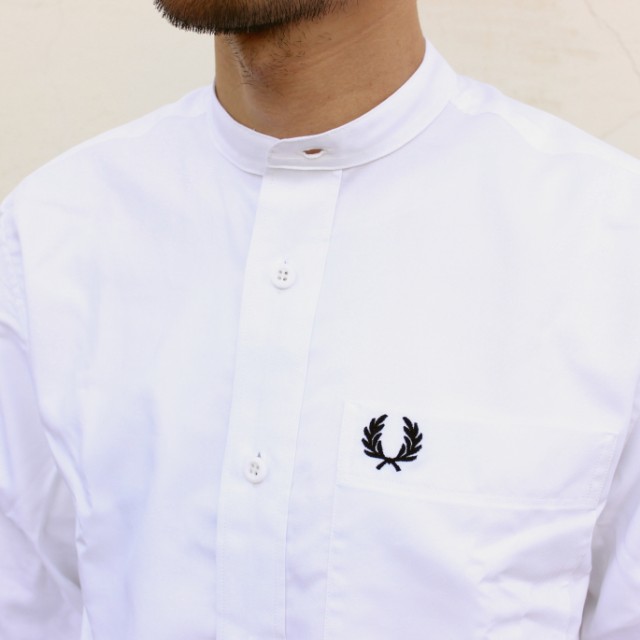 Fred Perry Hemd Granddad Collar Weiß M7559-M