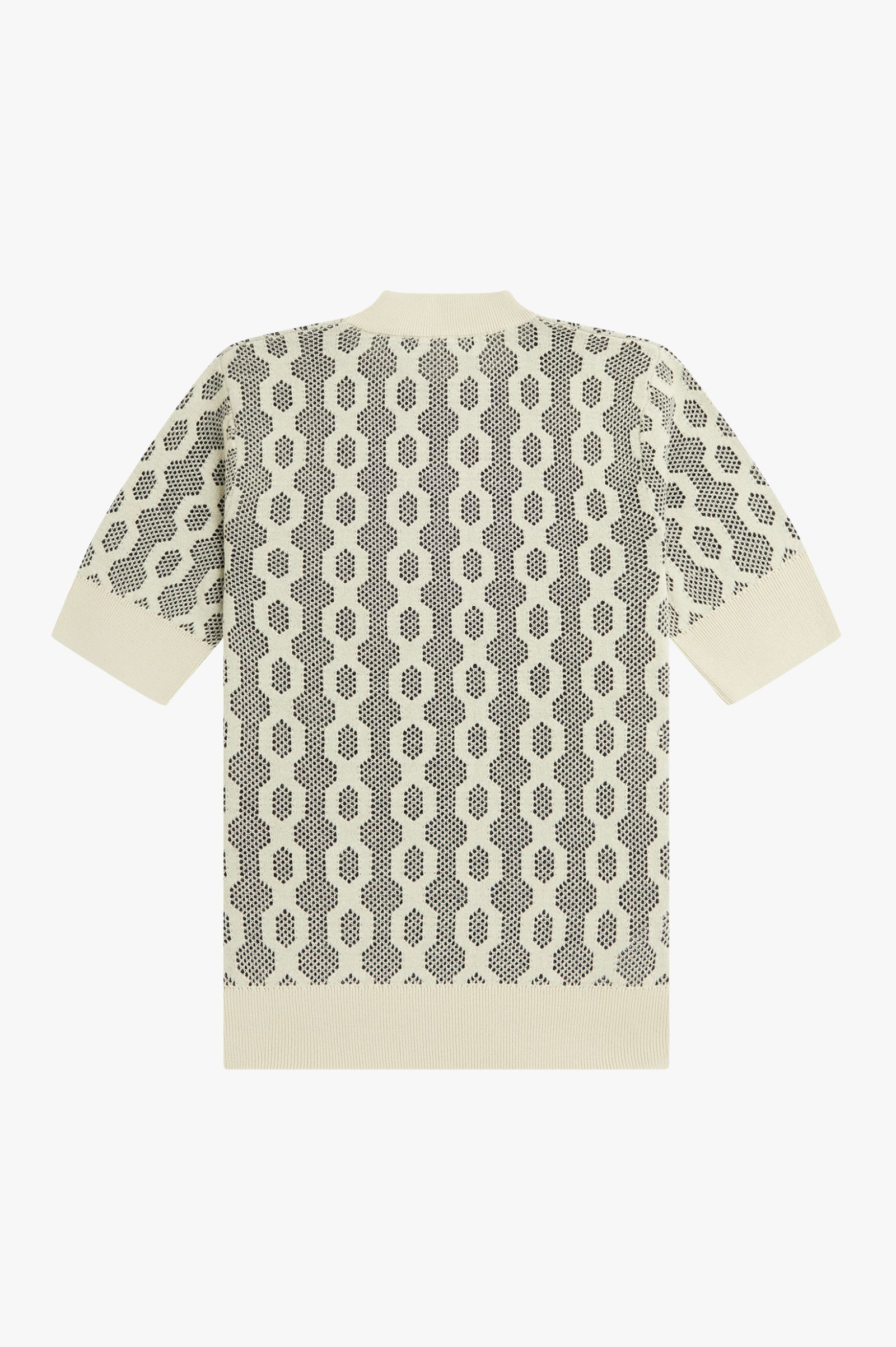 Fred Perry Open-Knit Short Sleeve Jumper in Oatmeal 