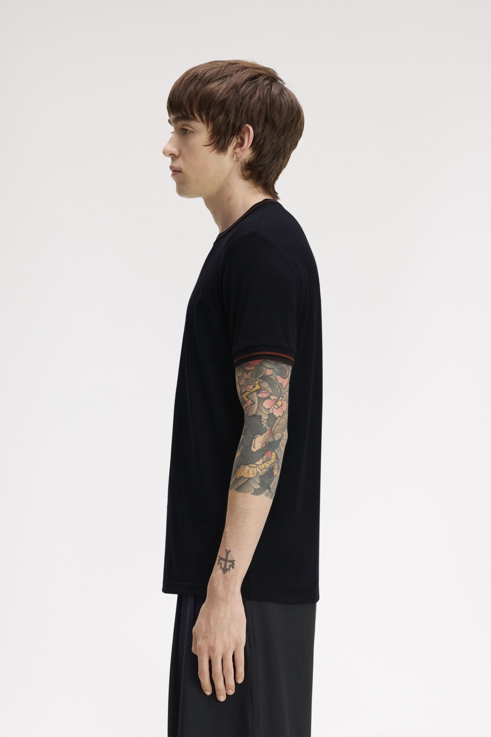 Fred Perry Twin Tipped T-Shirt (Navy/Brandy/Rich Brown) 