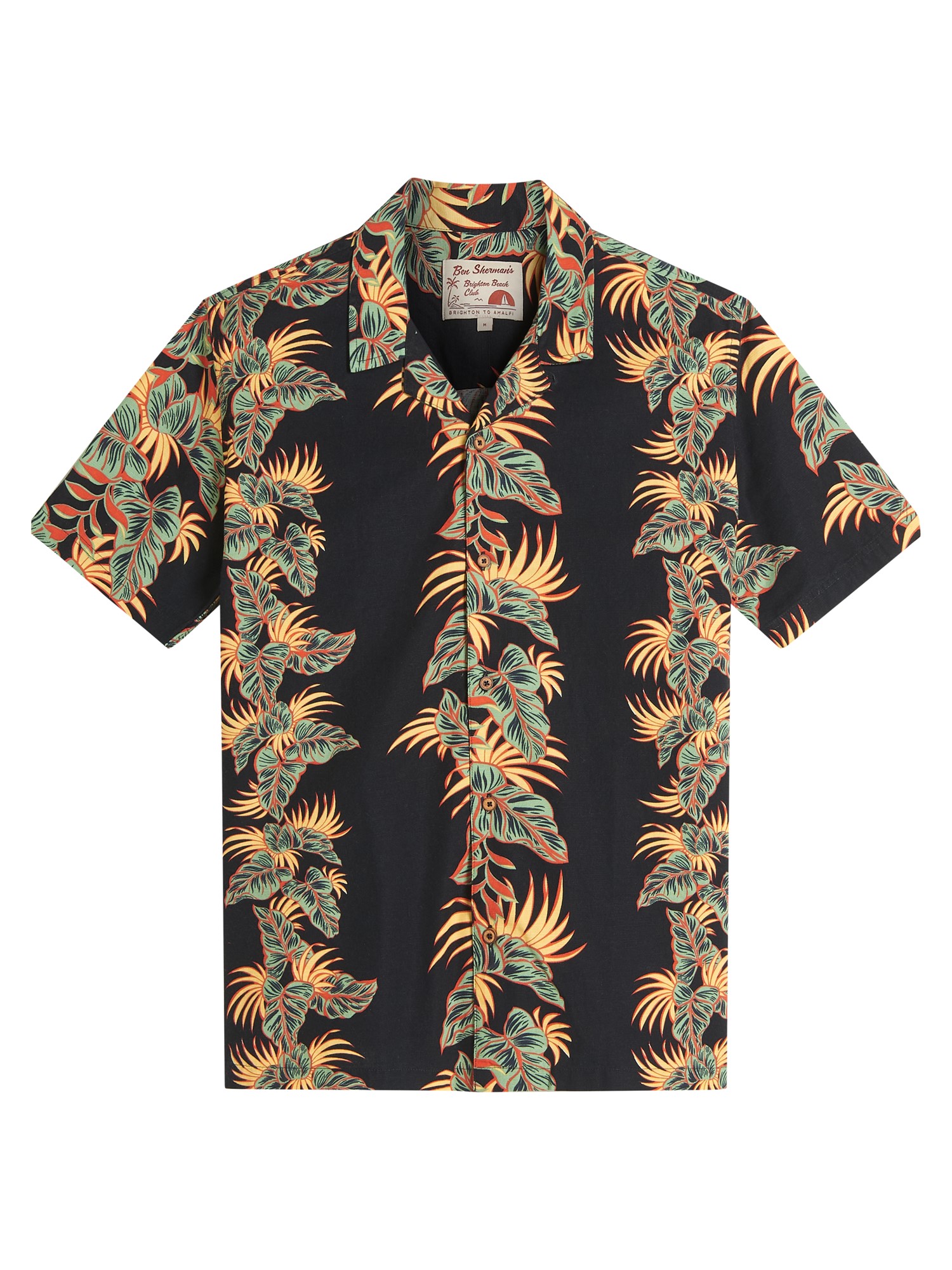 Ben Sherman hort Sleeve Botanical Leaf Print Shirt in Black
