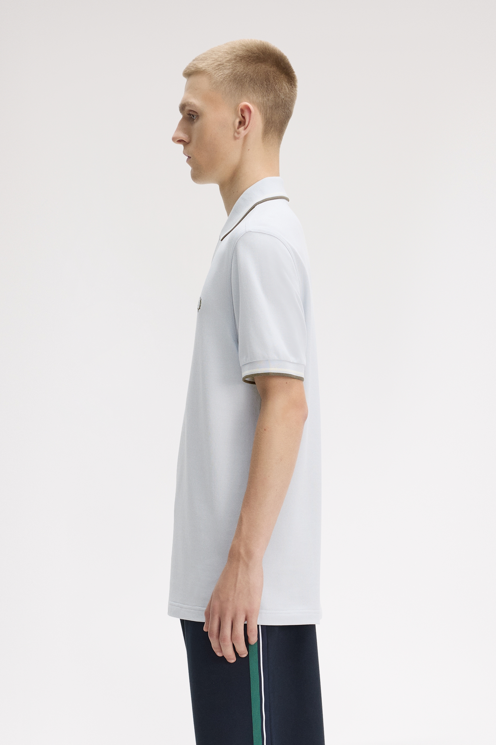 Fred Perry Twin Tipped Polo Shirt (Dusky Blue/Ecru/Laurel Wreath Green)
