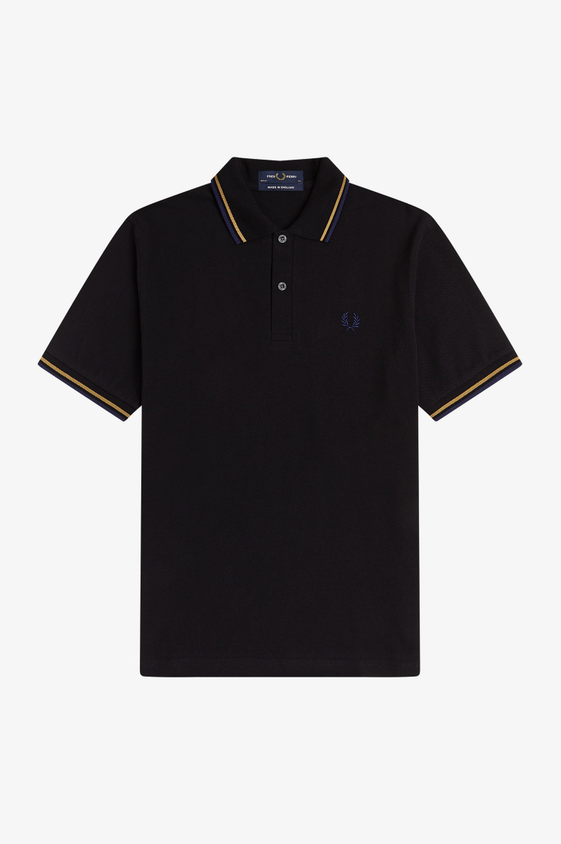 Fred Perry Made In England Twin Tipped Polo Shirt M12 Black-42