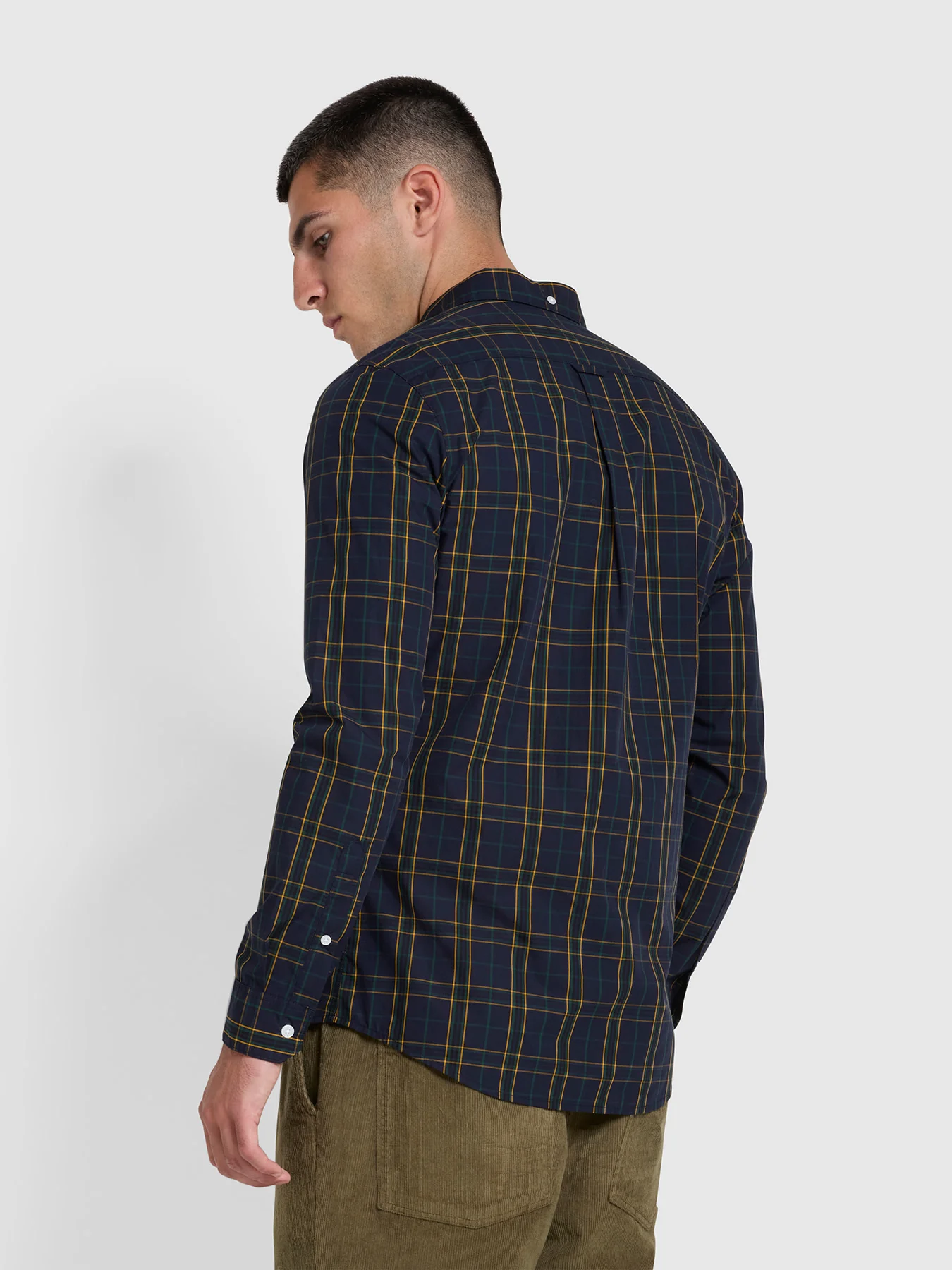 Farah Yorke Slim Fit Organic Cotton Check Long Sleeve Shirt In River Bed  