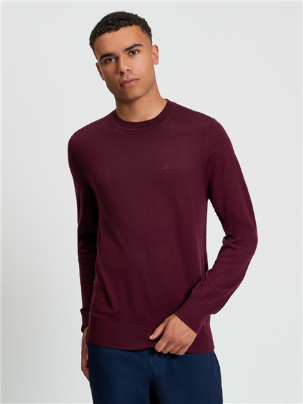 Ben Sherman Merino Crew Neck (Dark Wine)