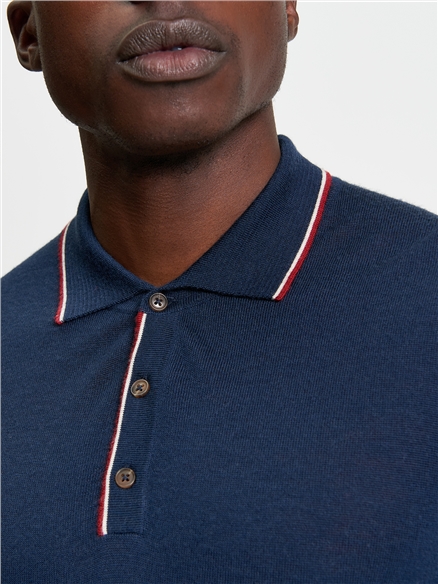 Ben Sherman Tipped Merino Polo (Dark Navy)