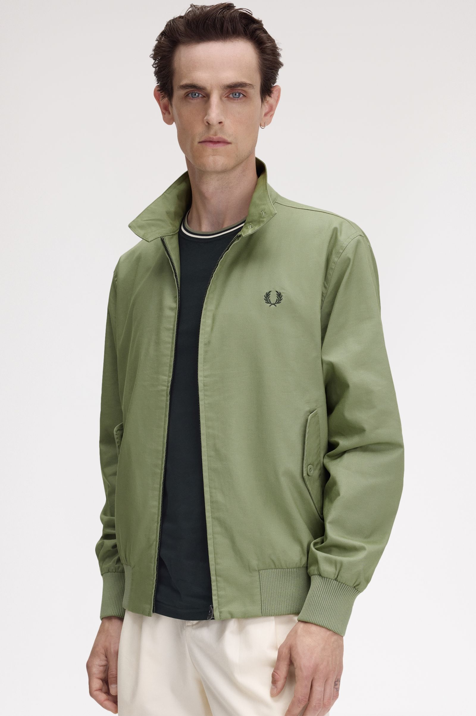 Fred Perry Classic Harringon Jacket in Olive Mint 