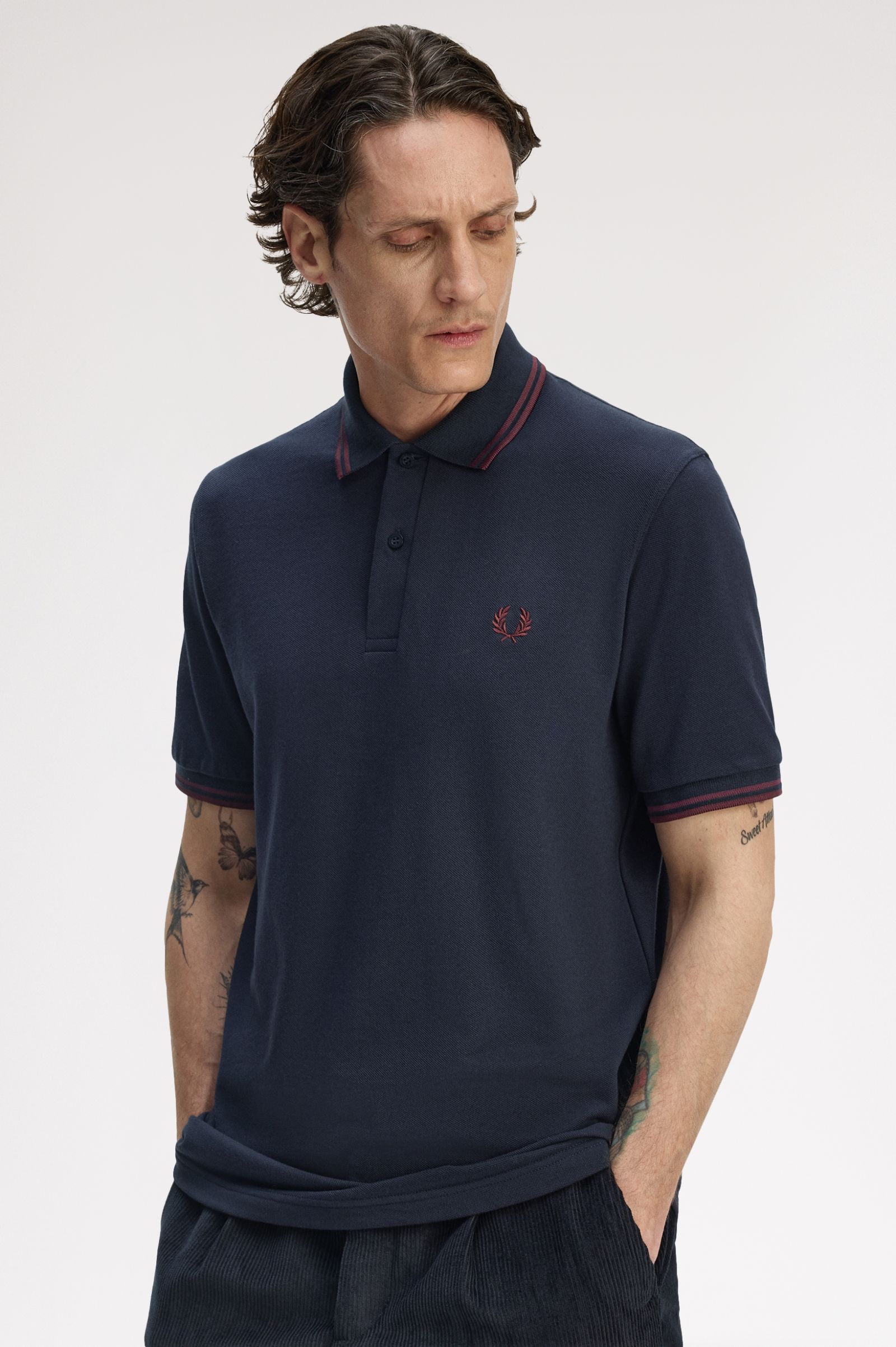 Fred Perry Made in England M12 Poloshirt (Navy/Oxblood)