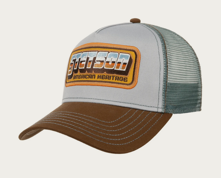 Stetson American Heritage Patch Trucker Cap in Blue-Grey 