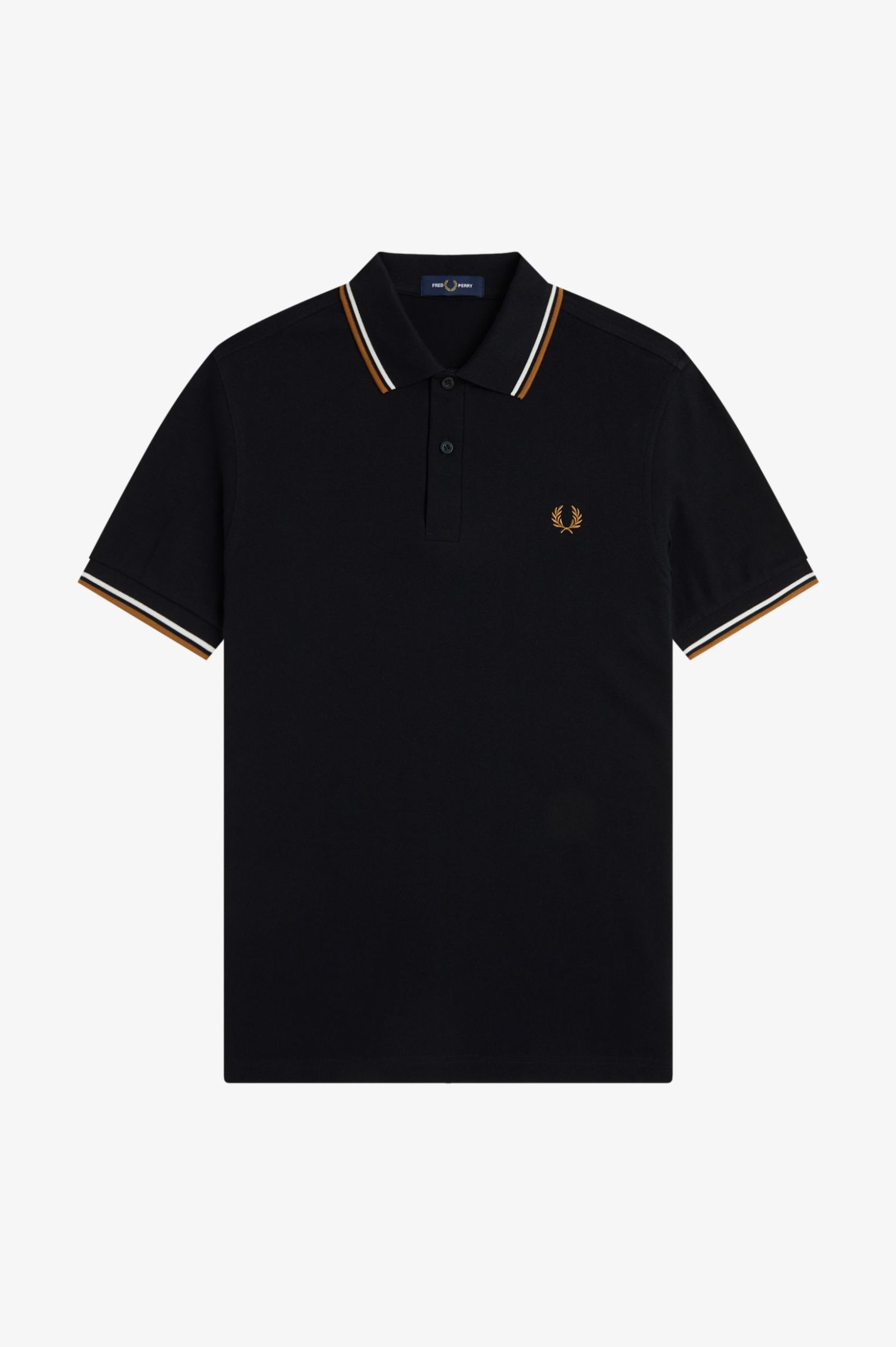 Fred Perry Twin Tipped Polo Shirt (Black/Ecru/Dark Caramel)