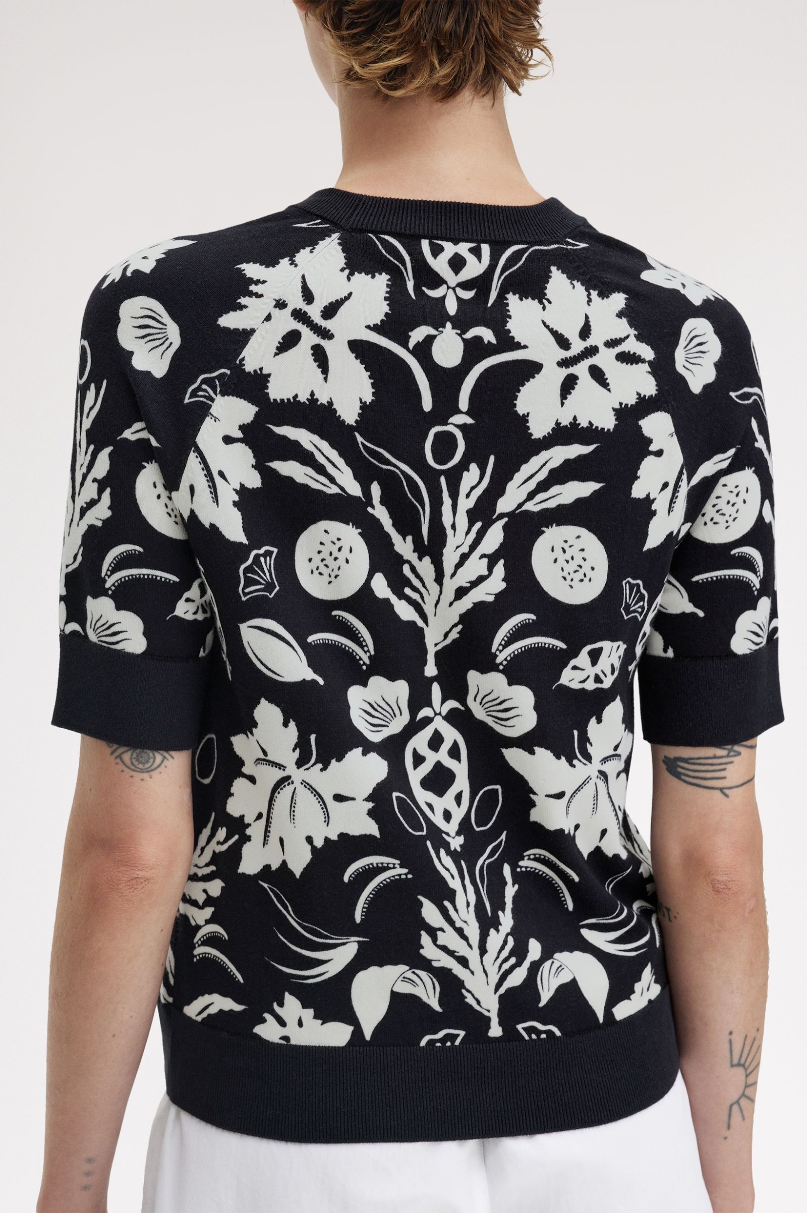 Fred Perry Amy Winehouse Printed Knitted Top in Black 