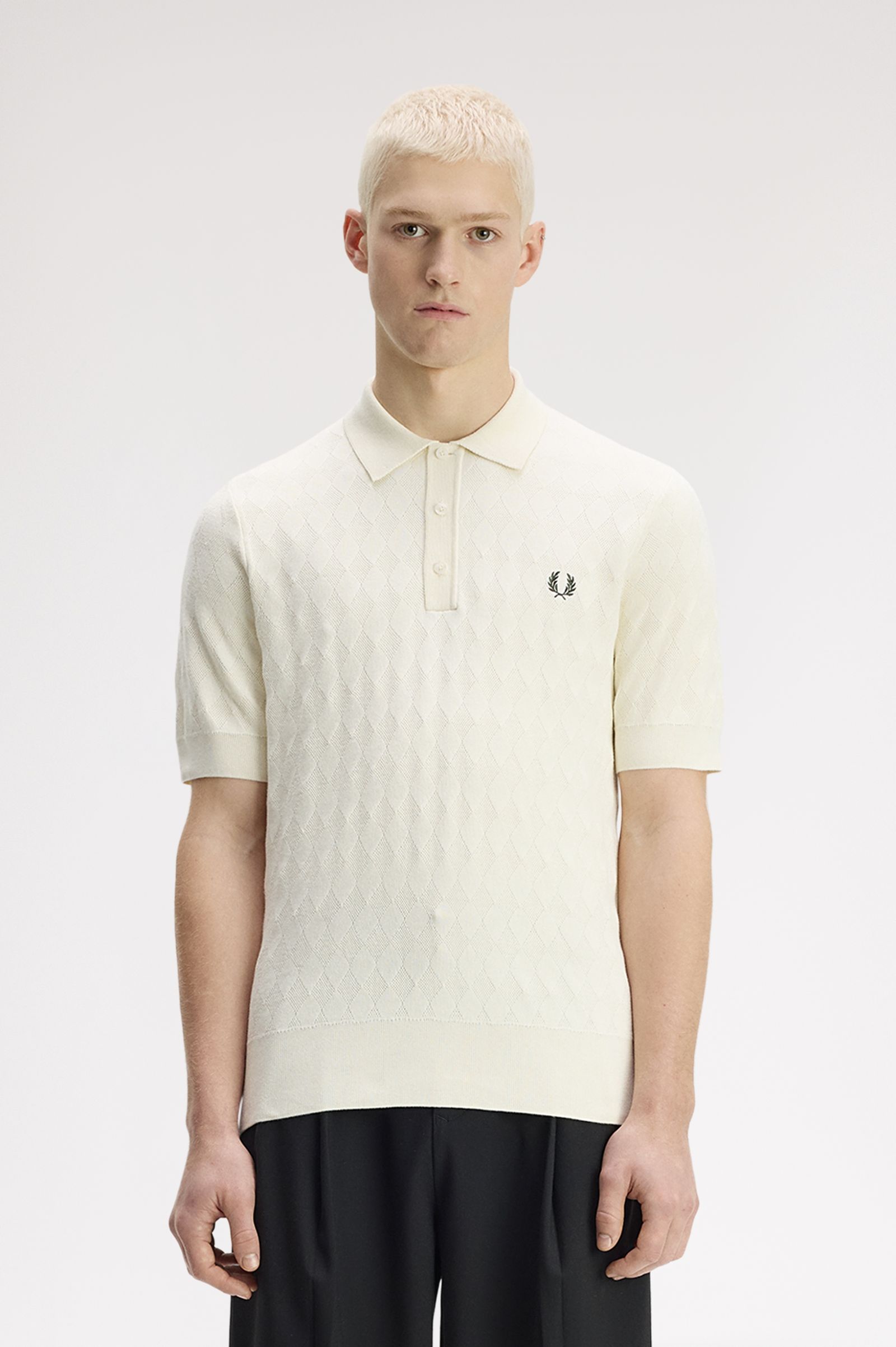 Fred Perry Pointelle Knitted Shirt (Ecru)