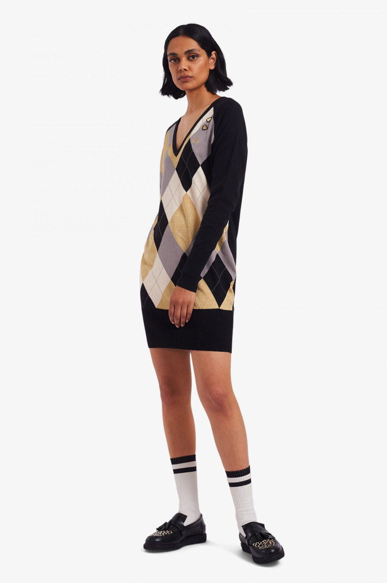 Fred Perry Strickkleid Argylemuster-S