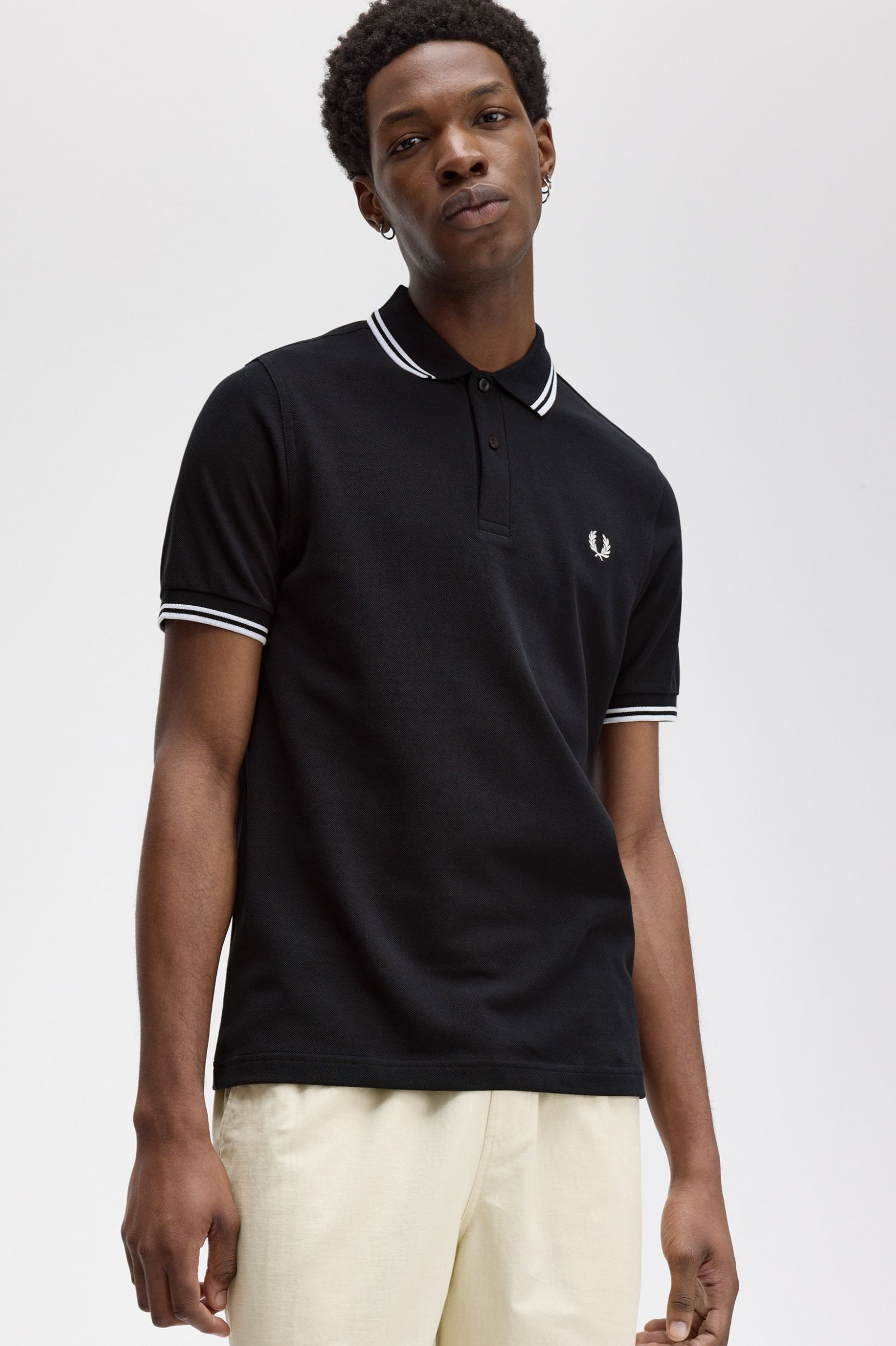 Fred Perry Twin Tipped Shirt in Navy/White
