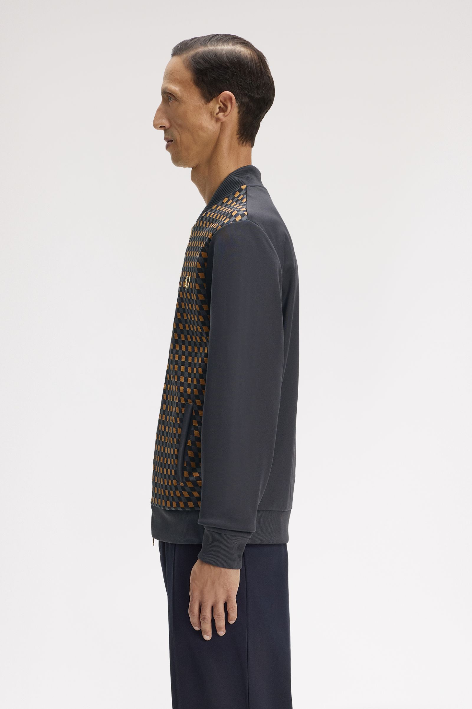 Fred Perry Geometric Track Jacket (Anchor Grey)