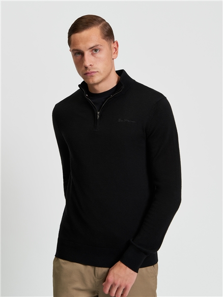 Ben Sherman Merino Half Zip (Black)