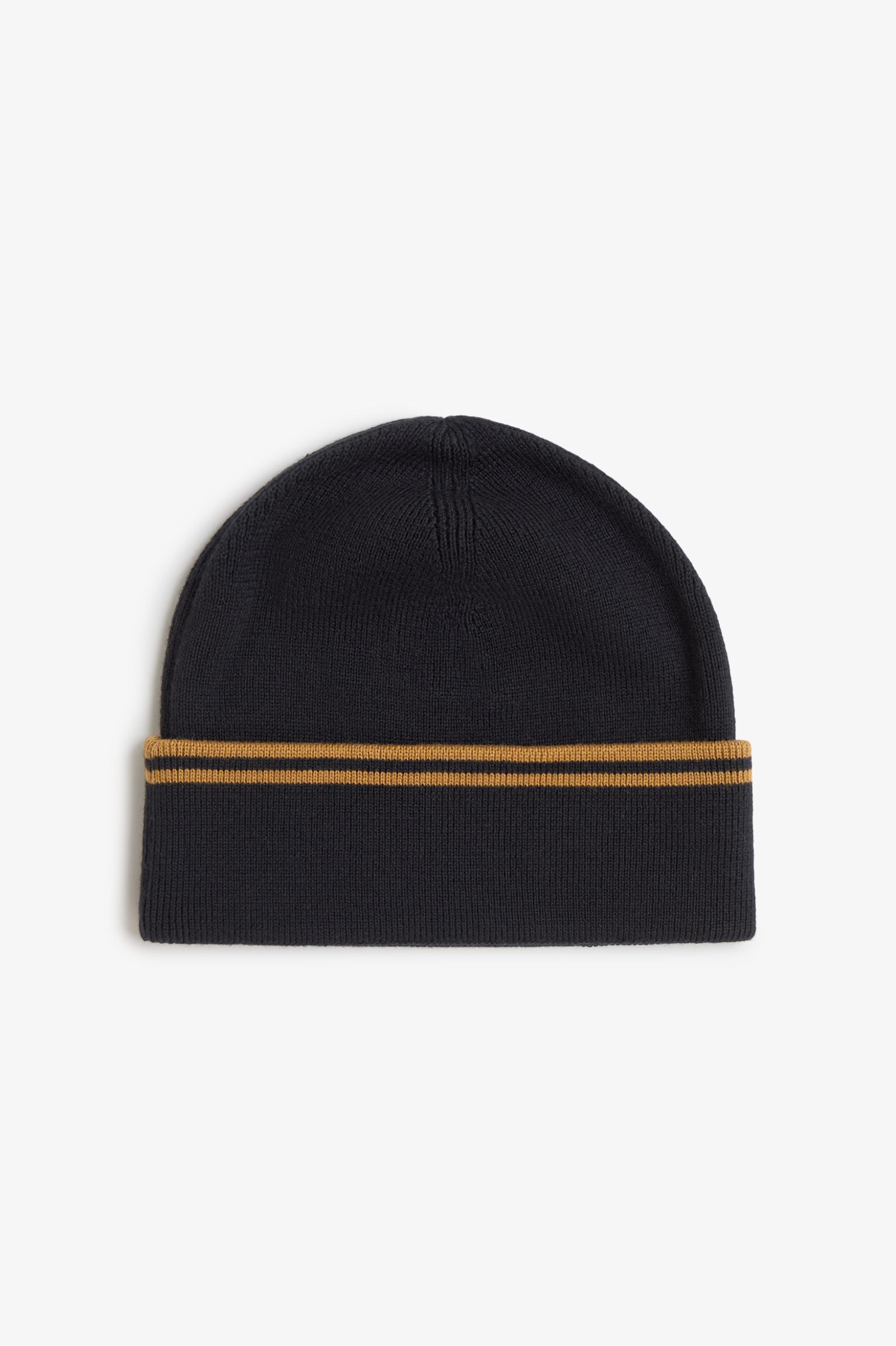 Fred Perry Twin Tipped Merino Wool Beanie (Black/Dark Caramel)