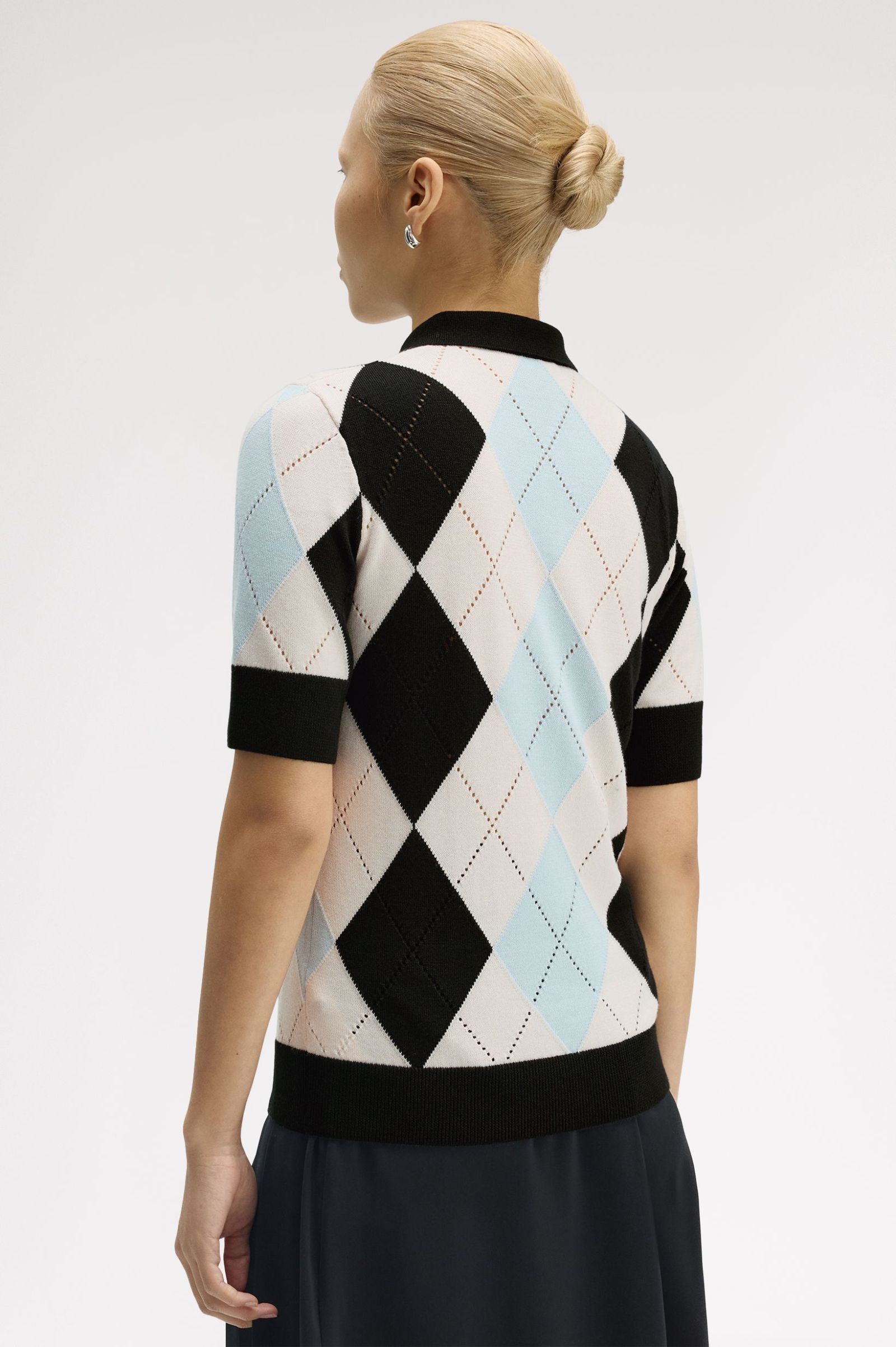 Fred Perry Argyle Pointelle Knitted Shirt (Silky Peach)