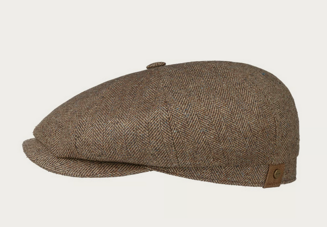 Stetson Hatteras Silk Flat Cap (Brown/Beige)