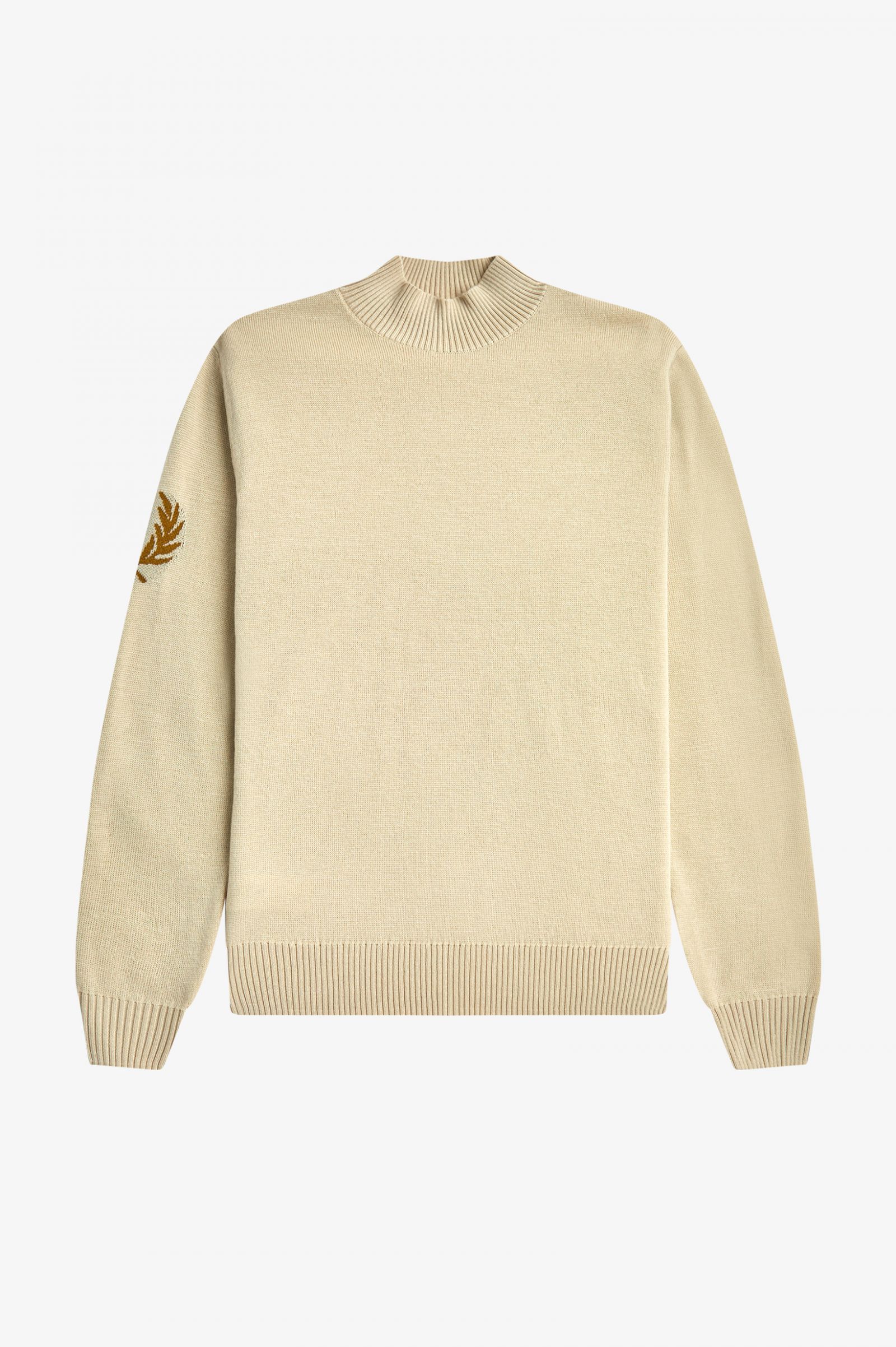 Fred Perry Laurel Wreath Mock Neck Jumper in Oatmeal