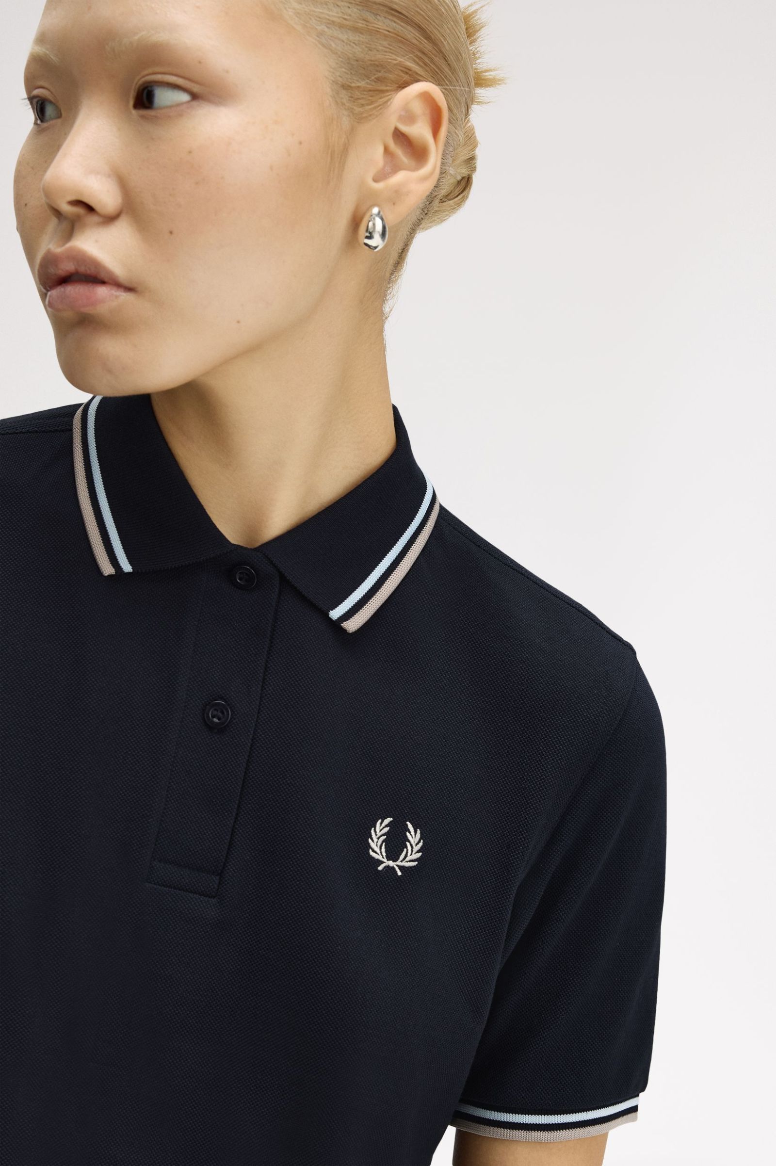 Fred Perry Twin Tipped Polo Shirt (Navy/Light Ice/Warm Oat)