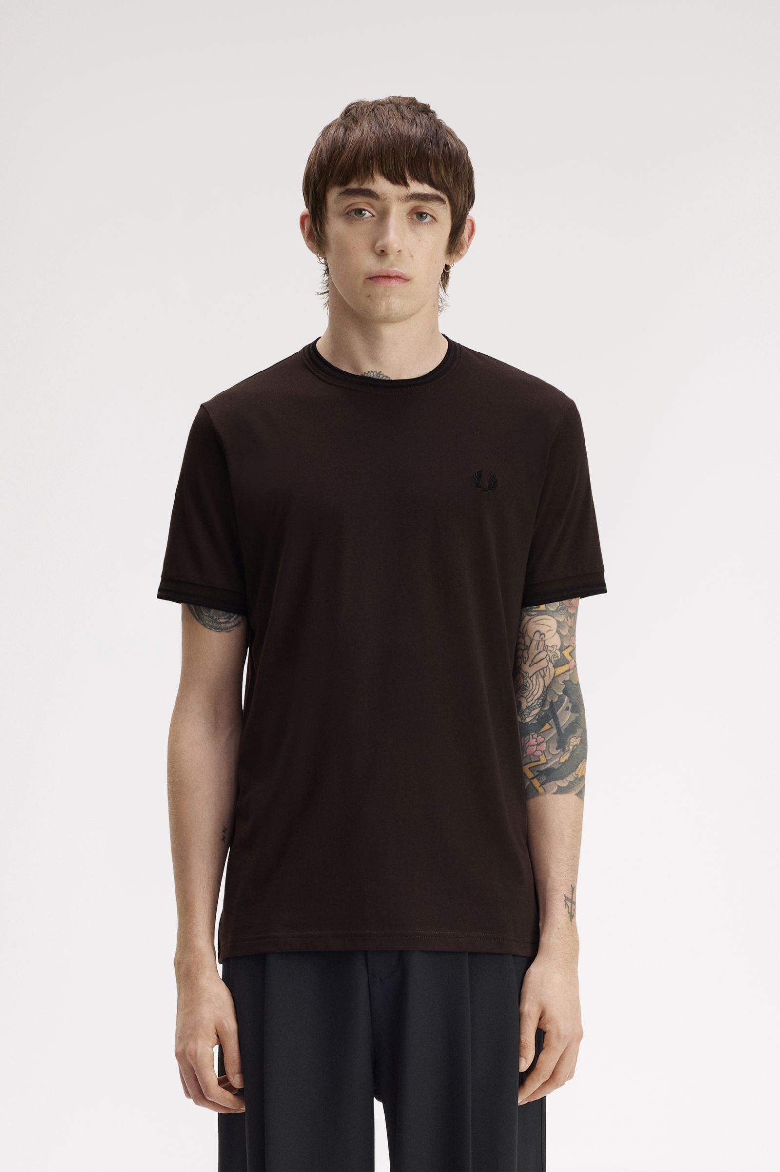 Fred Perry Twin Tipped T-Shirt (Rich Brown/Black)