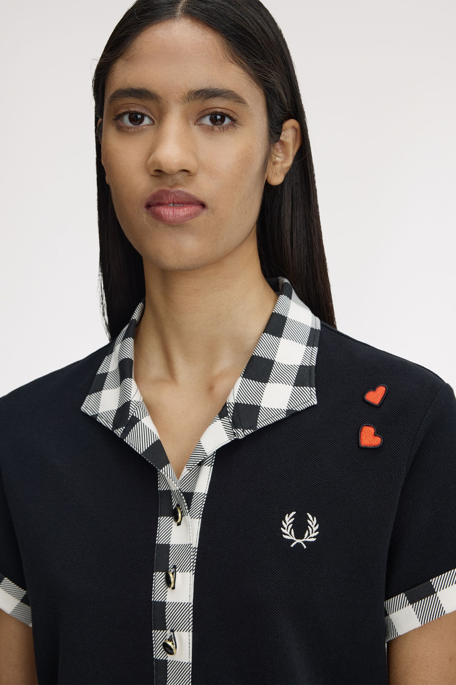 Fred Perry Amy Winehouse Printed Trim Polo Shirt (Black)