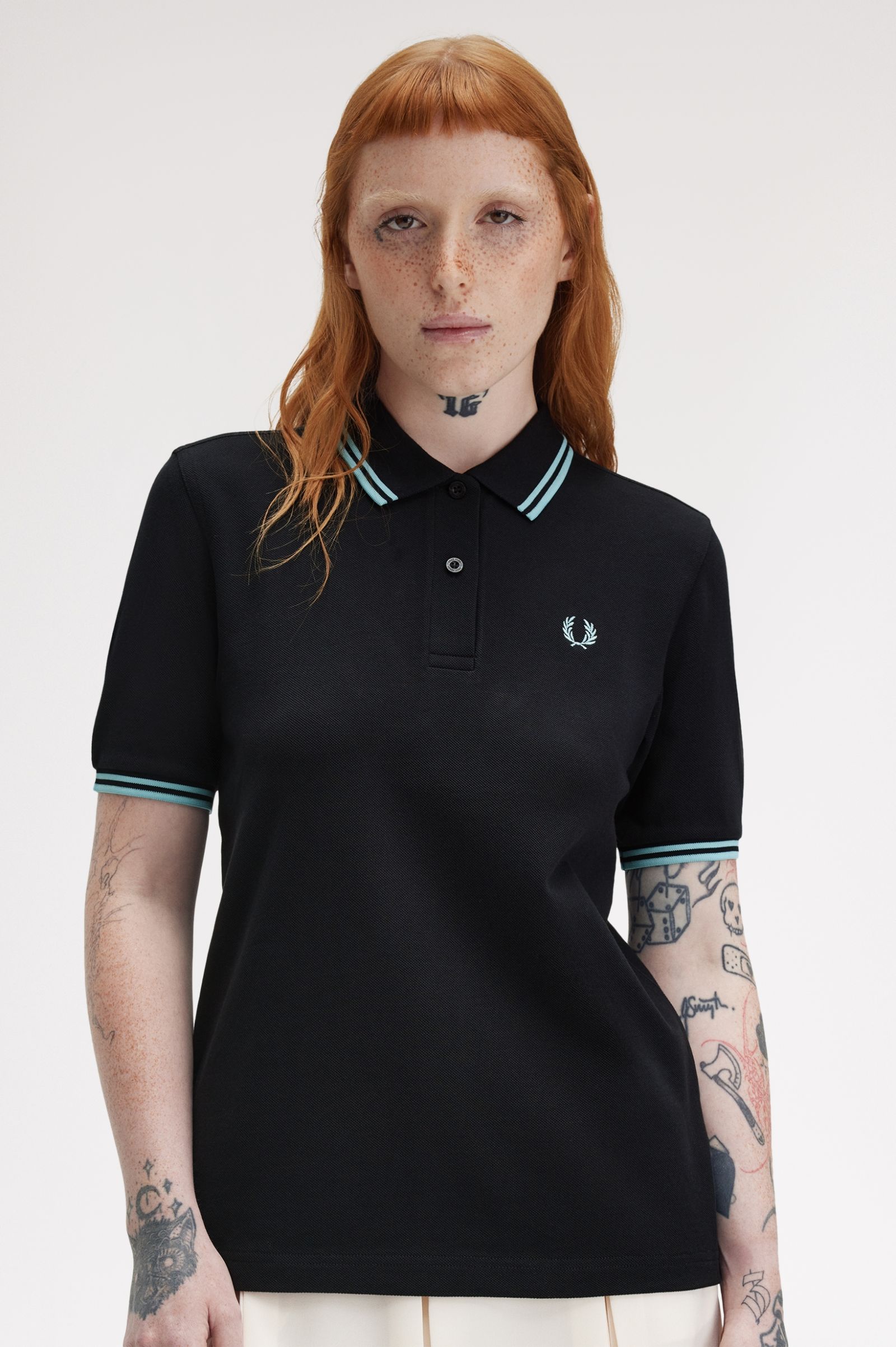 Fred Perry Twin Tipped Shirt G3600 in Navy/Mint Blue