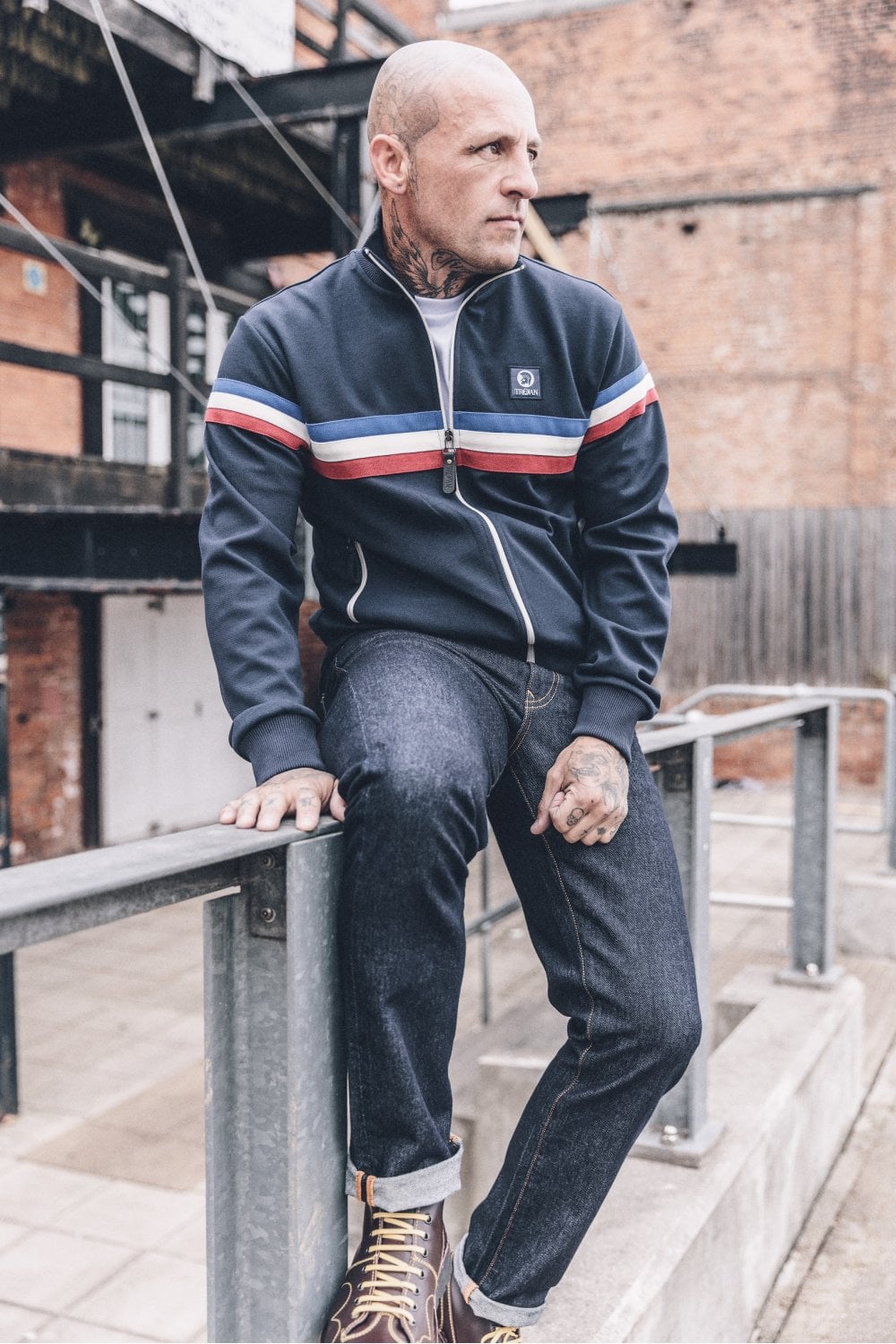 Trojan Retro Stripe Track Top (Navy) TR/9052