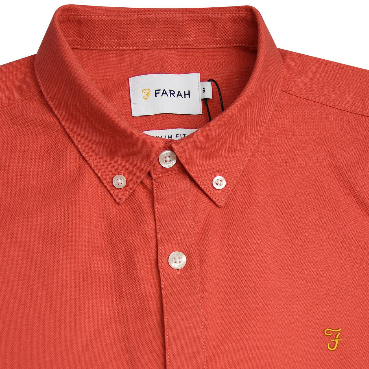 Farah Brewer Slim Short Sleeve Shirt Red Coat-M