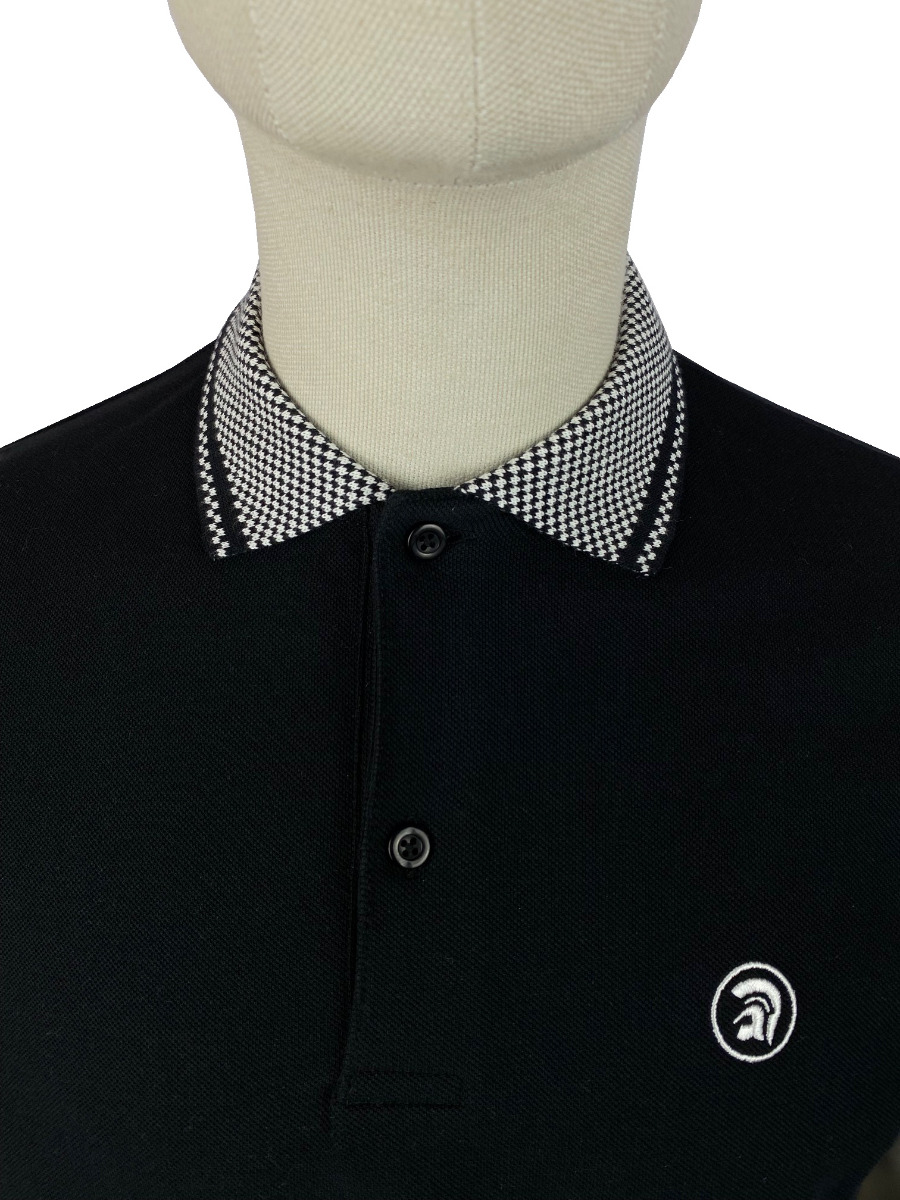 Trojan Chequerboard Trim Pique Polo TR/8672 Black 