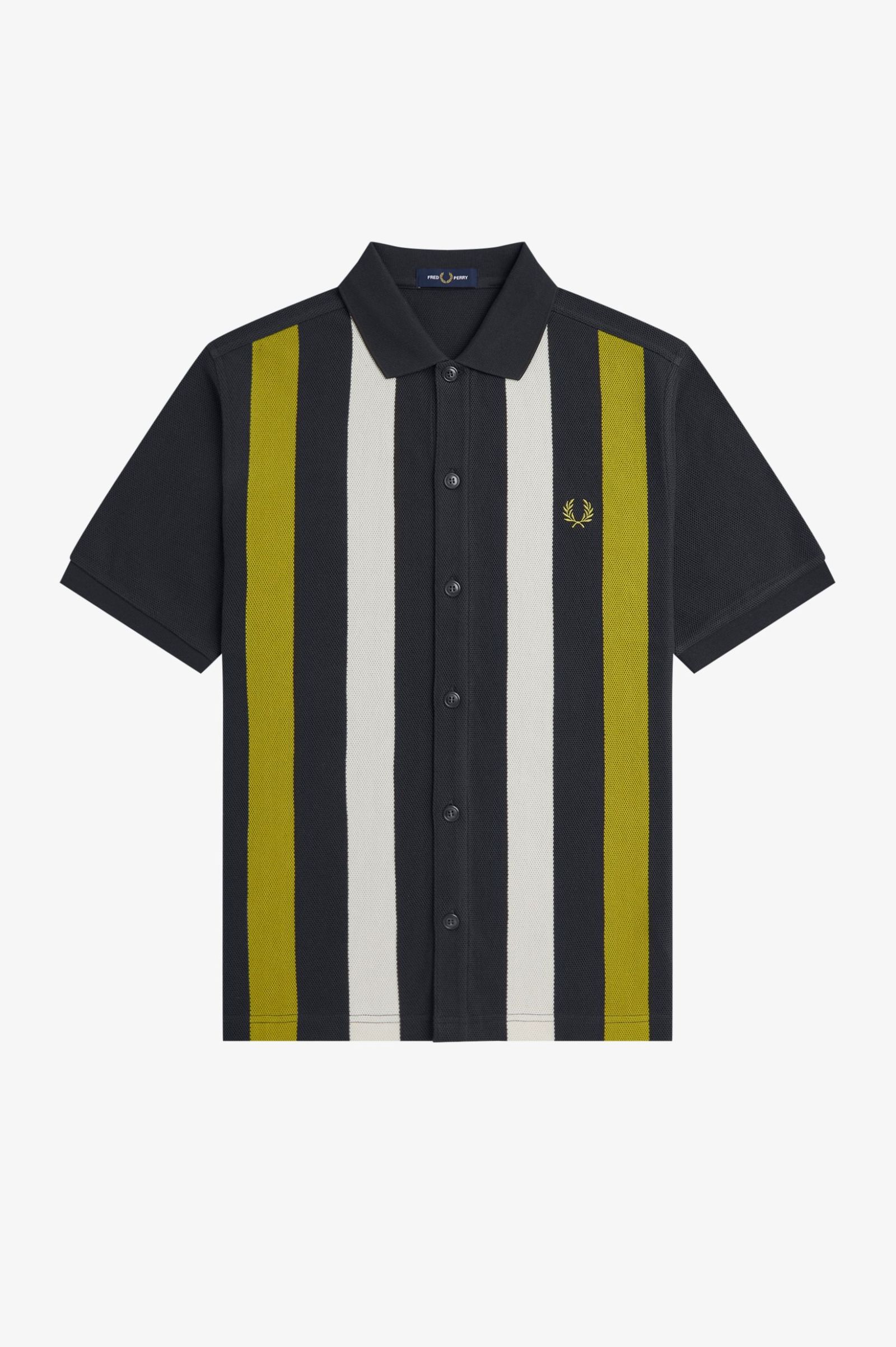 Fred Perry Vertical Stripe Polo (Anchor Grey)