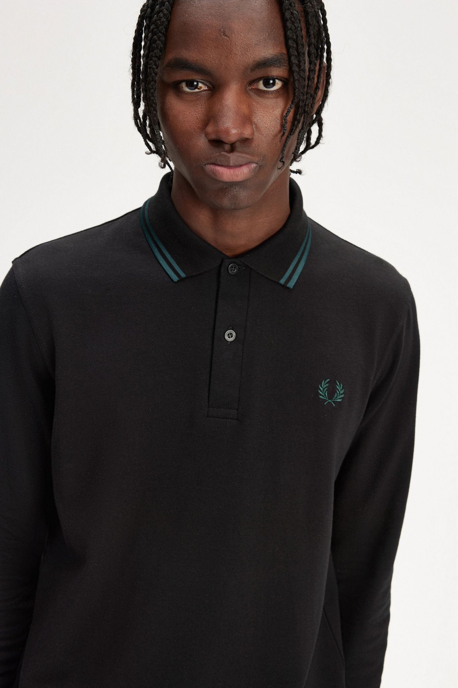 Fred Perry Poloshirt Langarm M1212 in Black/Petrol