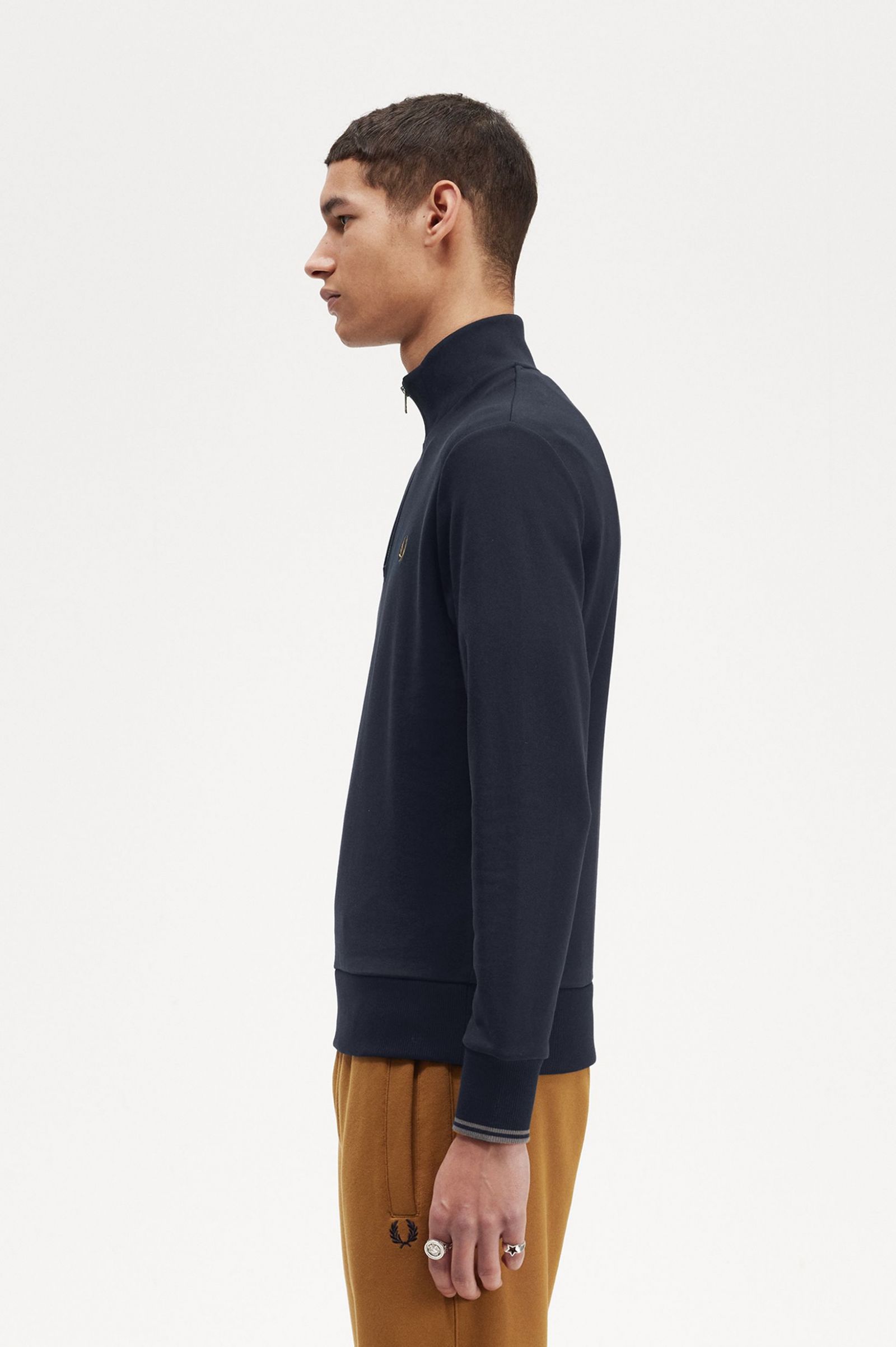 Fred Perry Half Zip Sweatshirt in Navy
