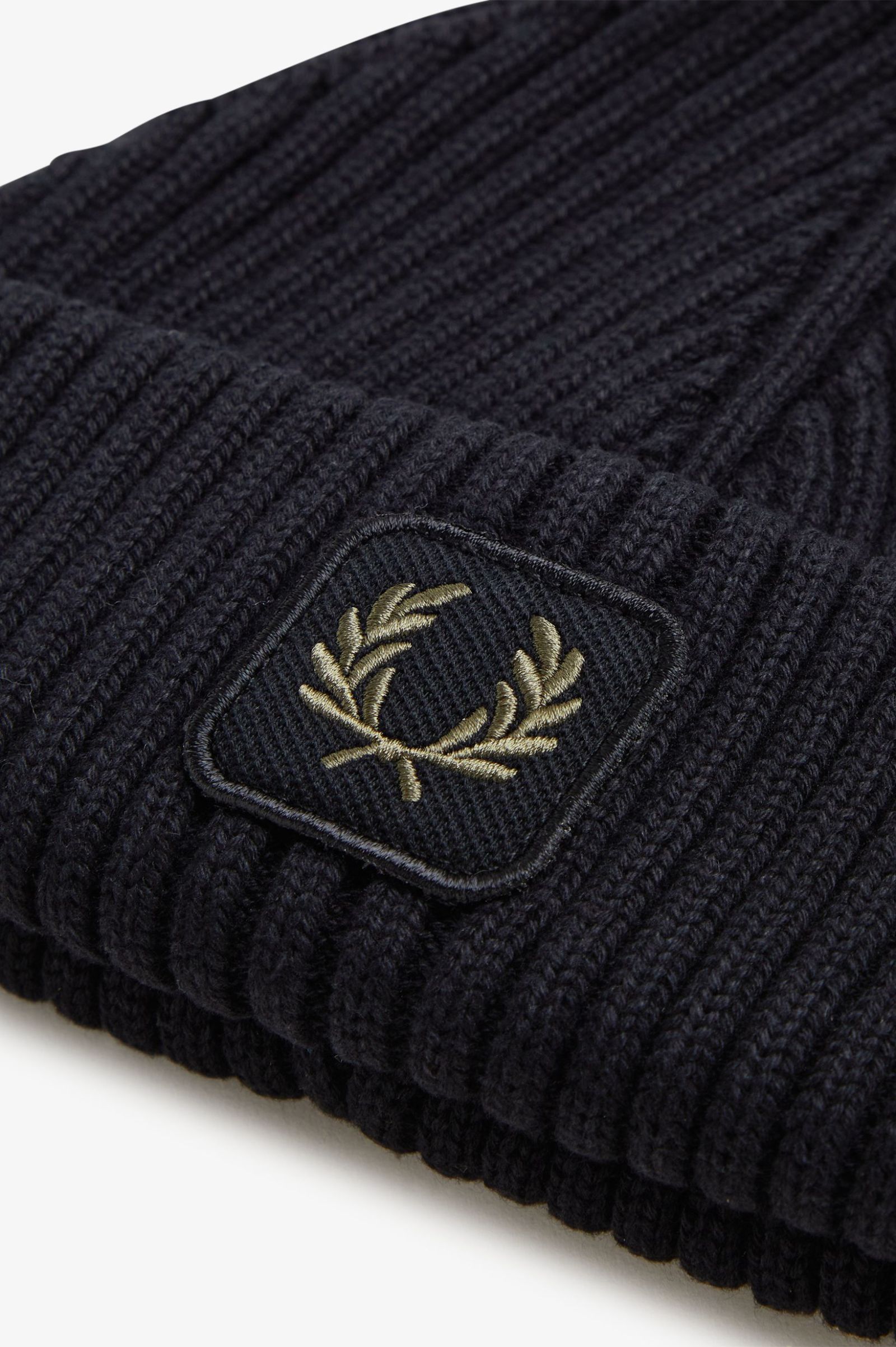 Fred Perry Cotton Ribbed Beanie (Black)