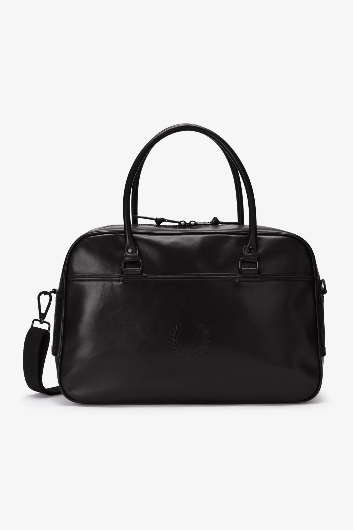 Fred Perry Laurel Wreath Leather Holdall in Black