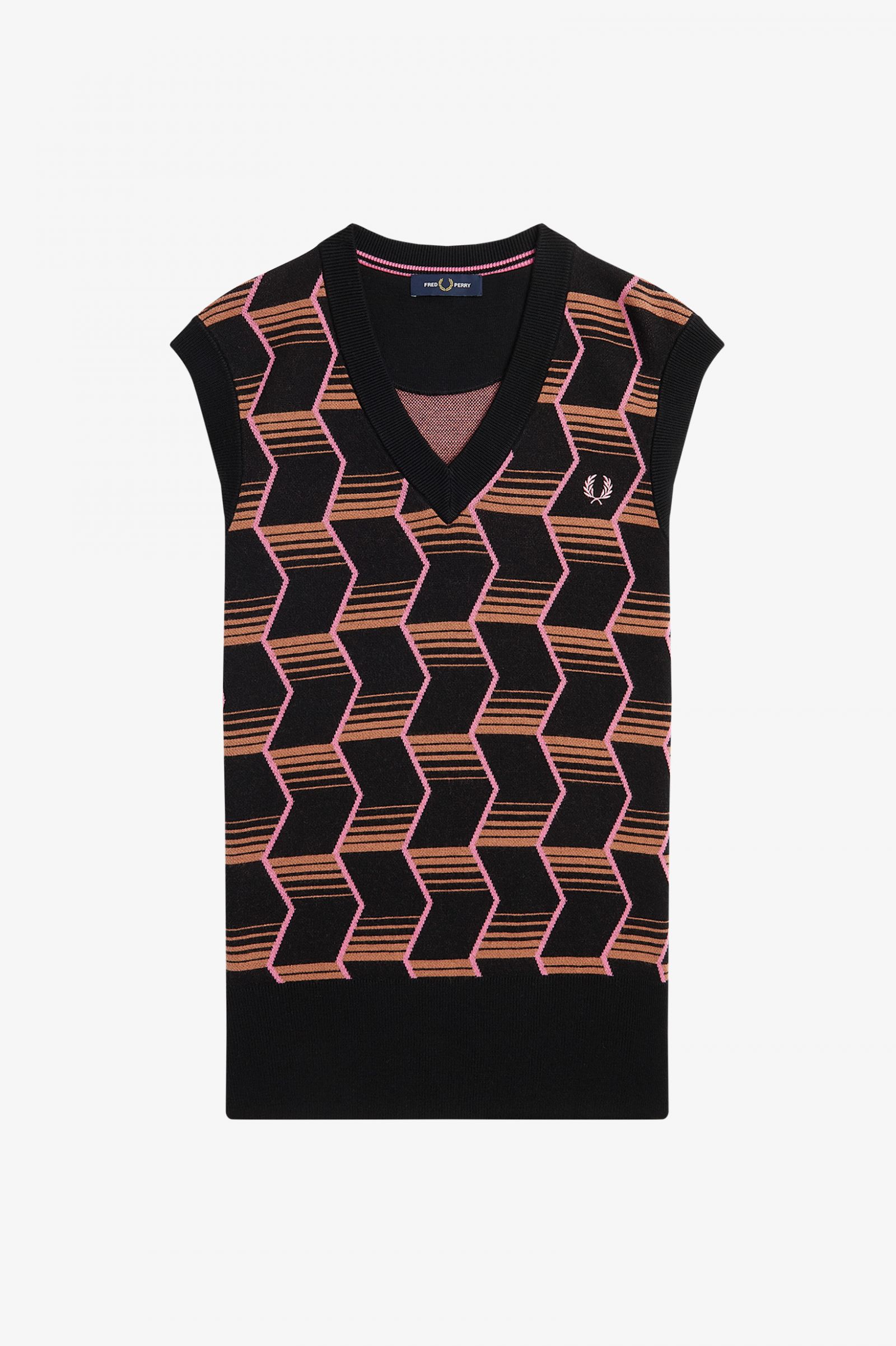 Fred Perry Jaquard Knitted Tank in Black